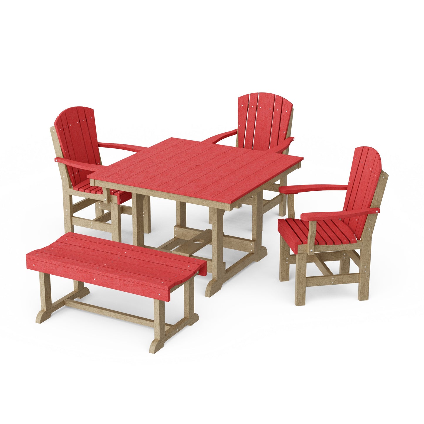 Heritage 5-Piece Square Dining Set with Bench