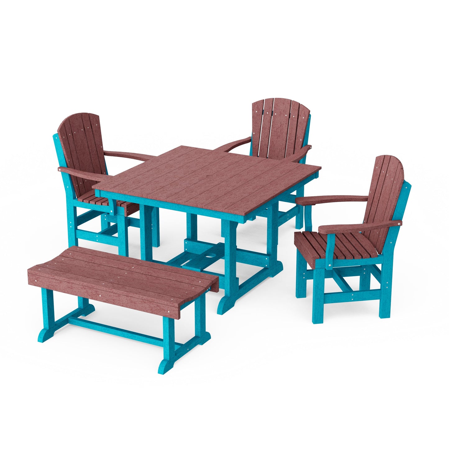 Heritage 5-Piece Square Dining Set with Bench