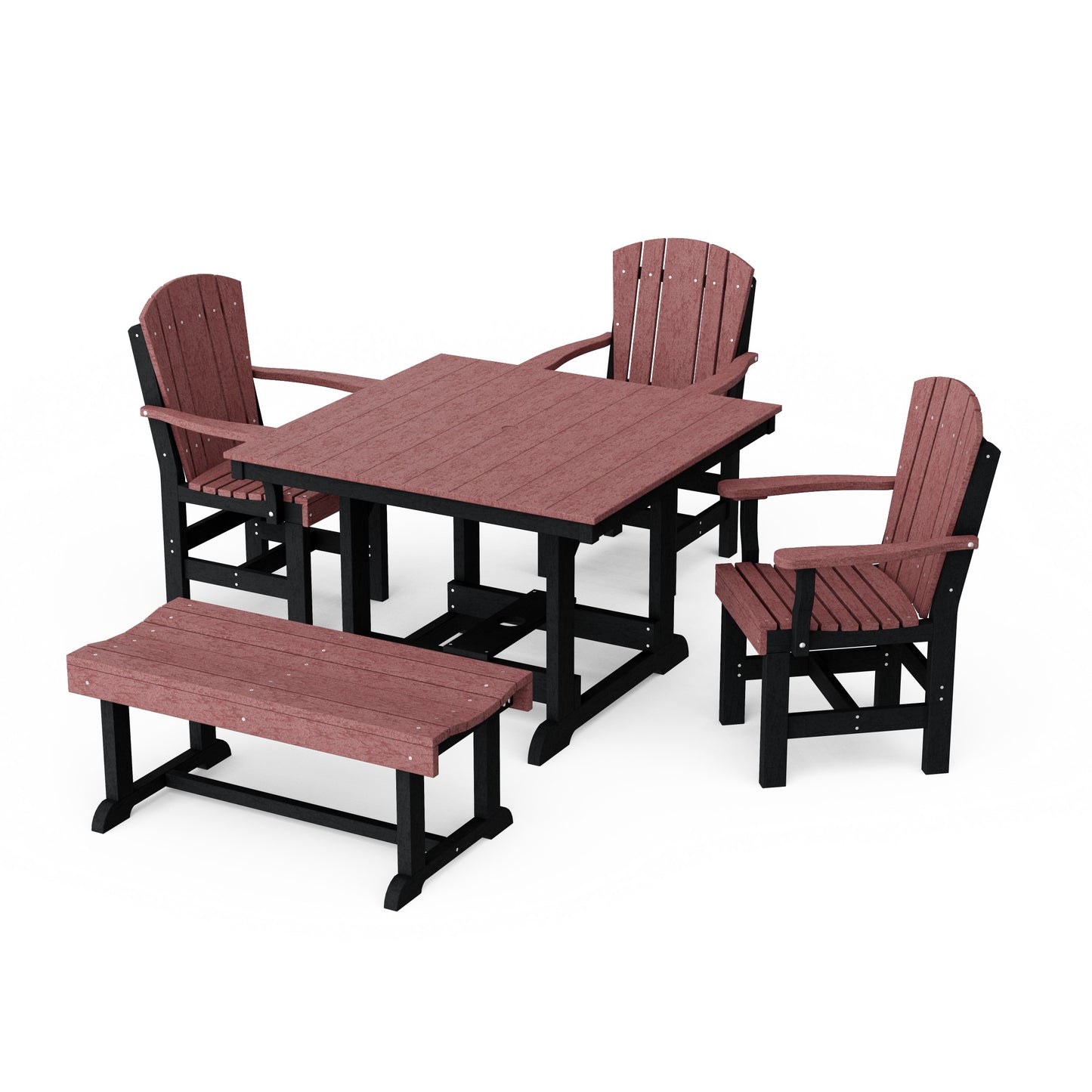 Heritage 5-Piece Square Dining Set with Bench