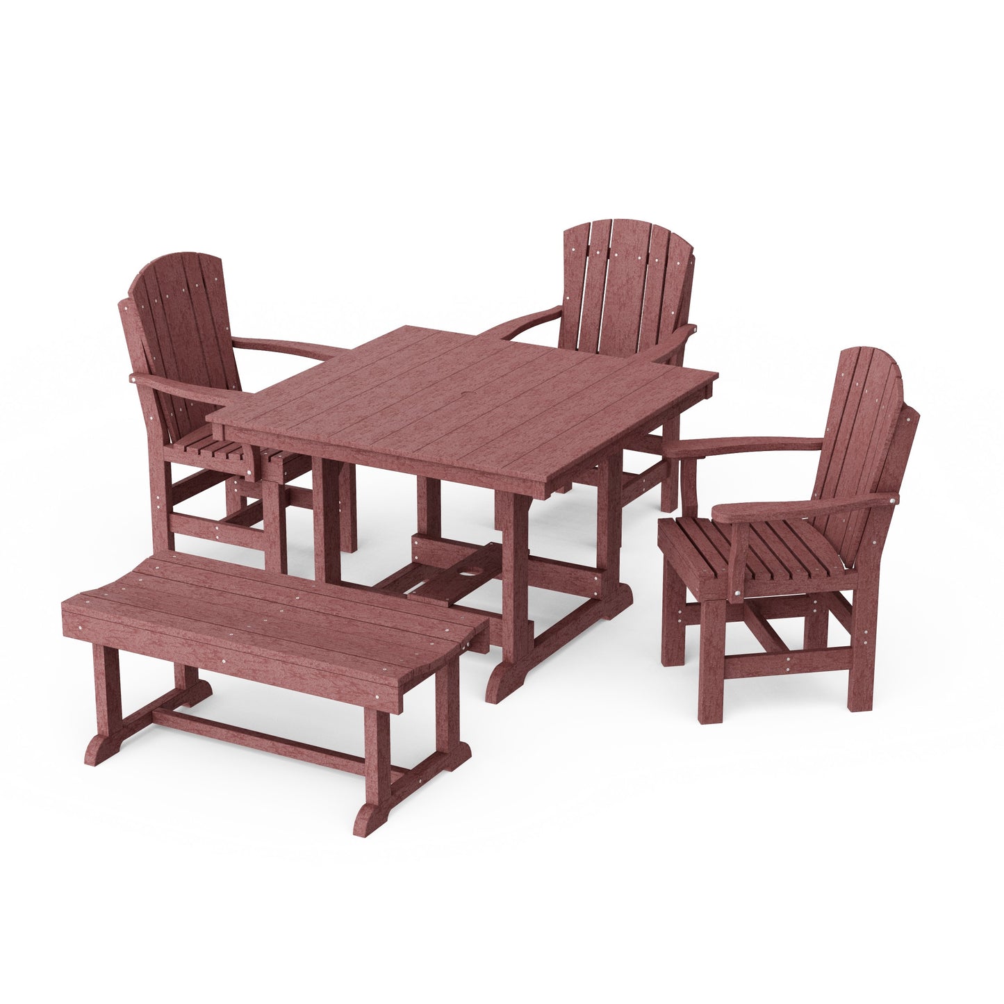 Heritage 5-Piece Square Dining Set with Bench