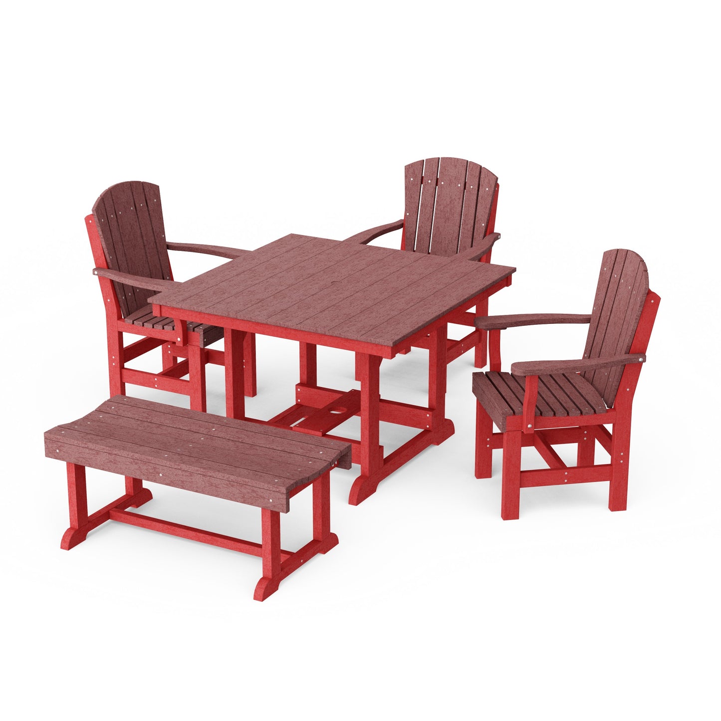 Heritage 5-Piece Square Dining Set with Bench