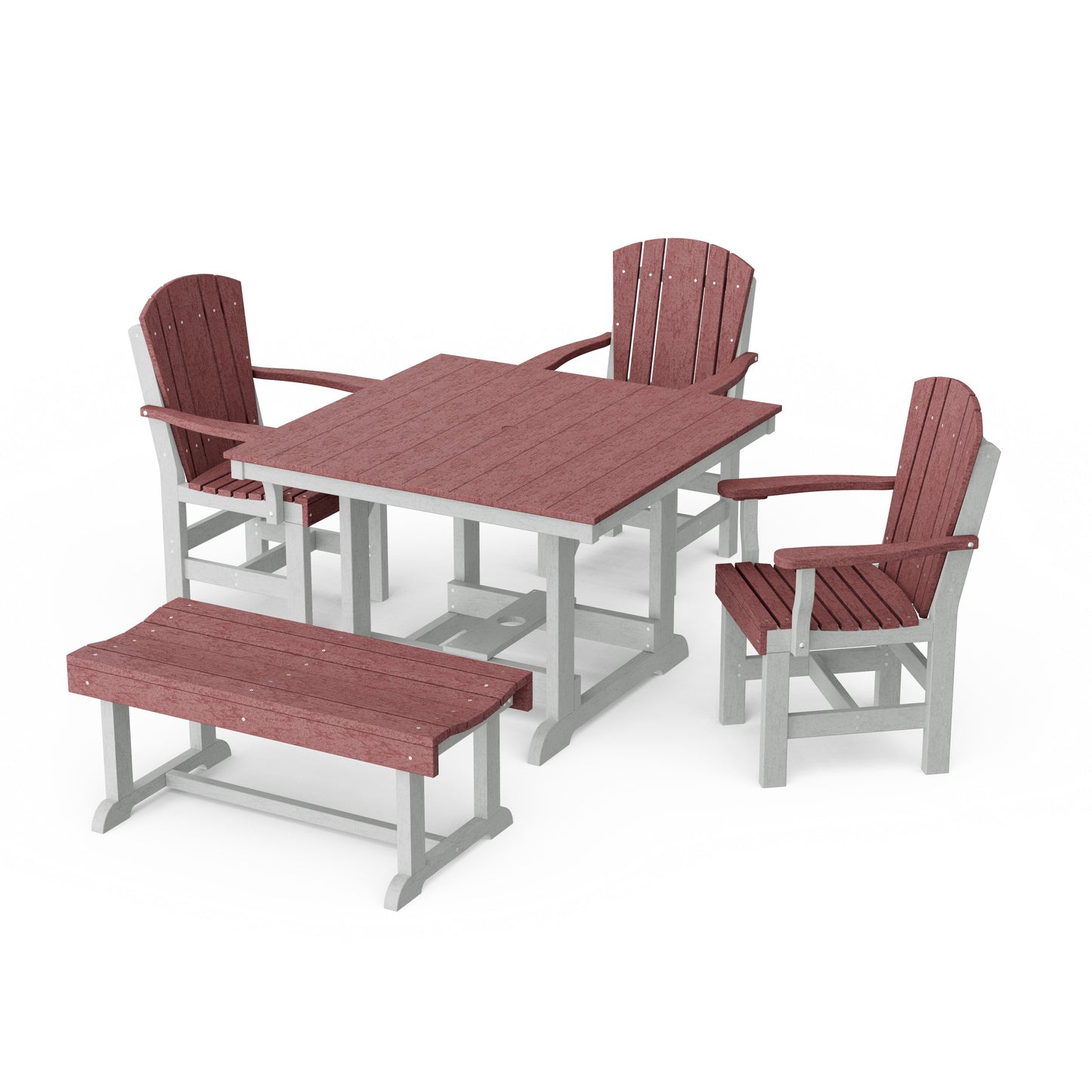 Heritage 5-Piece Square Dining Set with Bench
