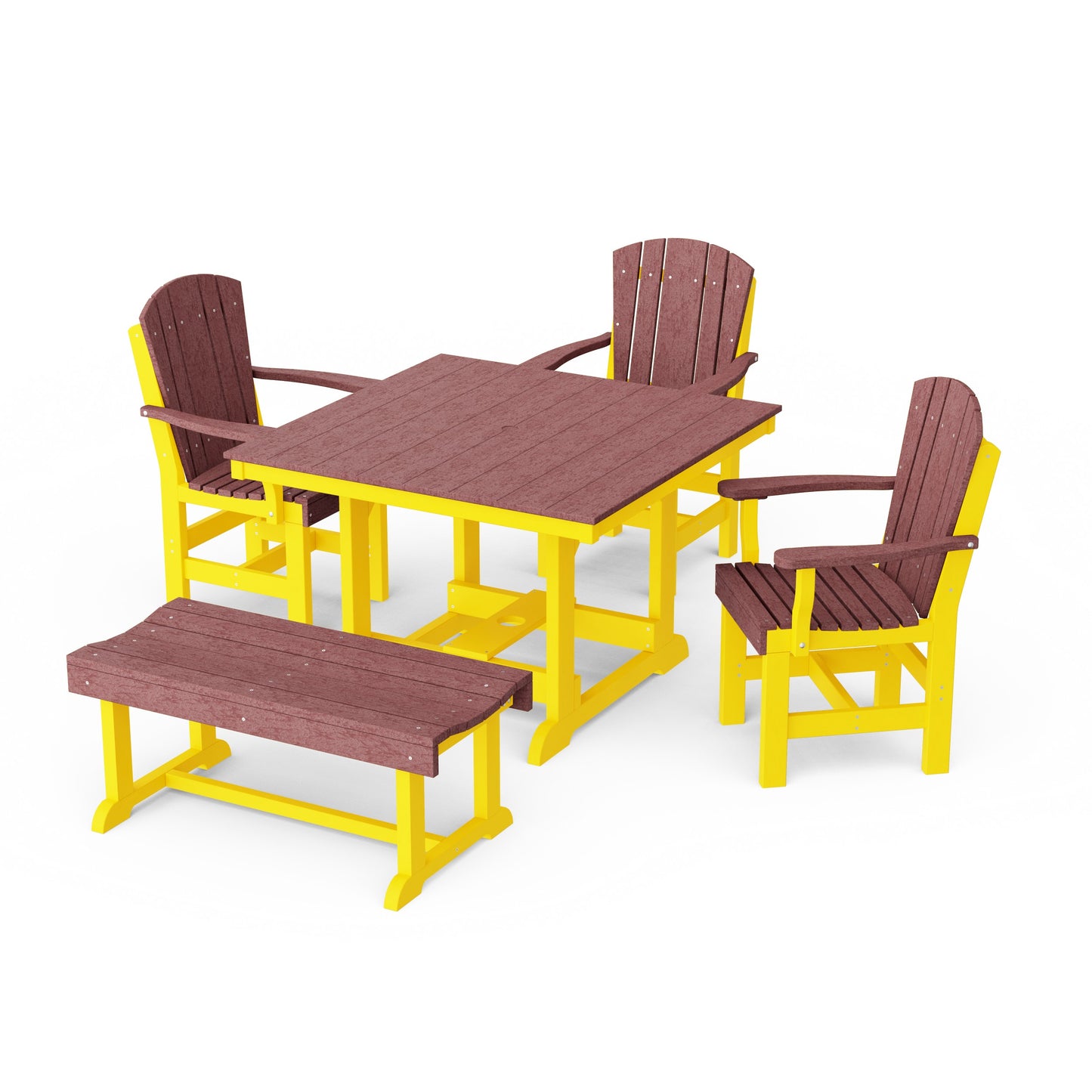 Heritage 5-Piece Square Dining Set with Bench