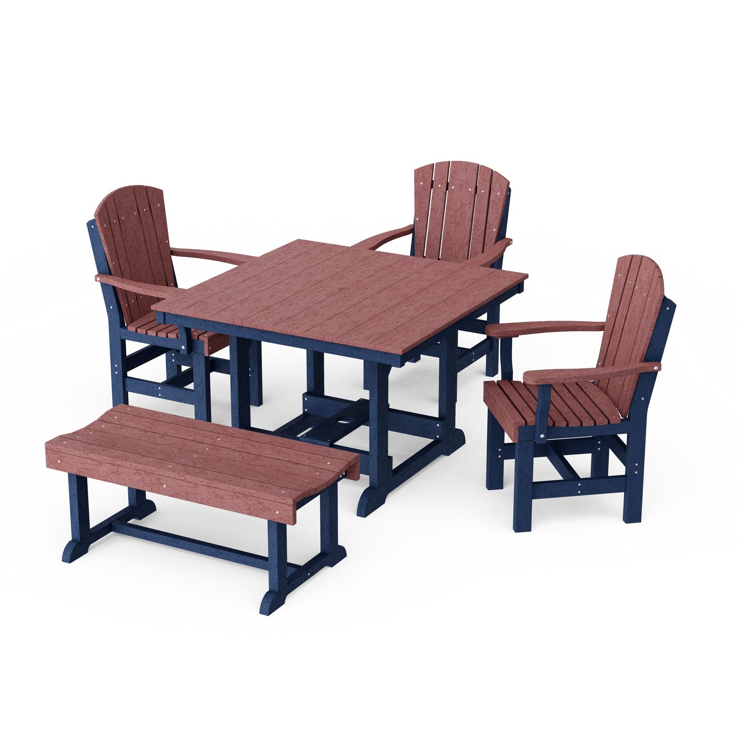 Heritage 5-Piece Square Dining Set with Bench