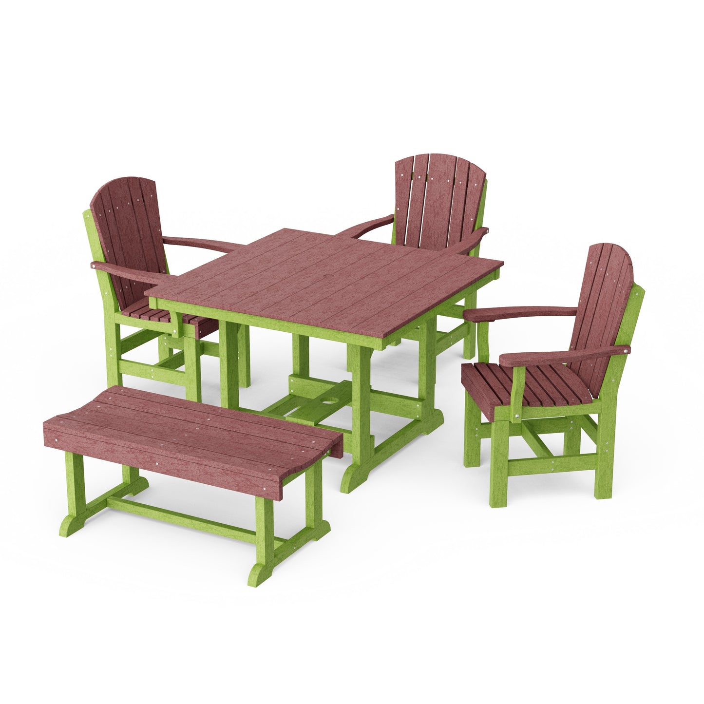 Heritage 5-Piece Square Dining Set with Bench