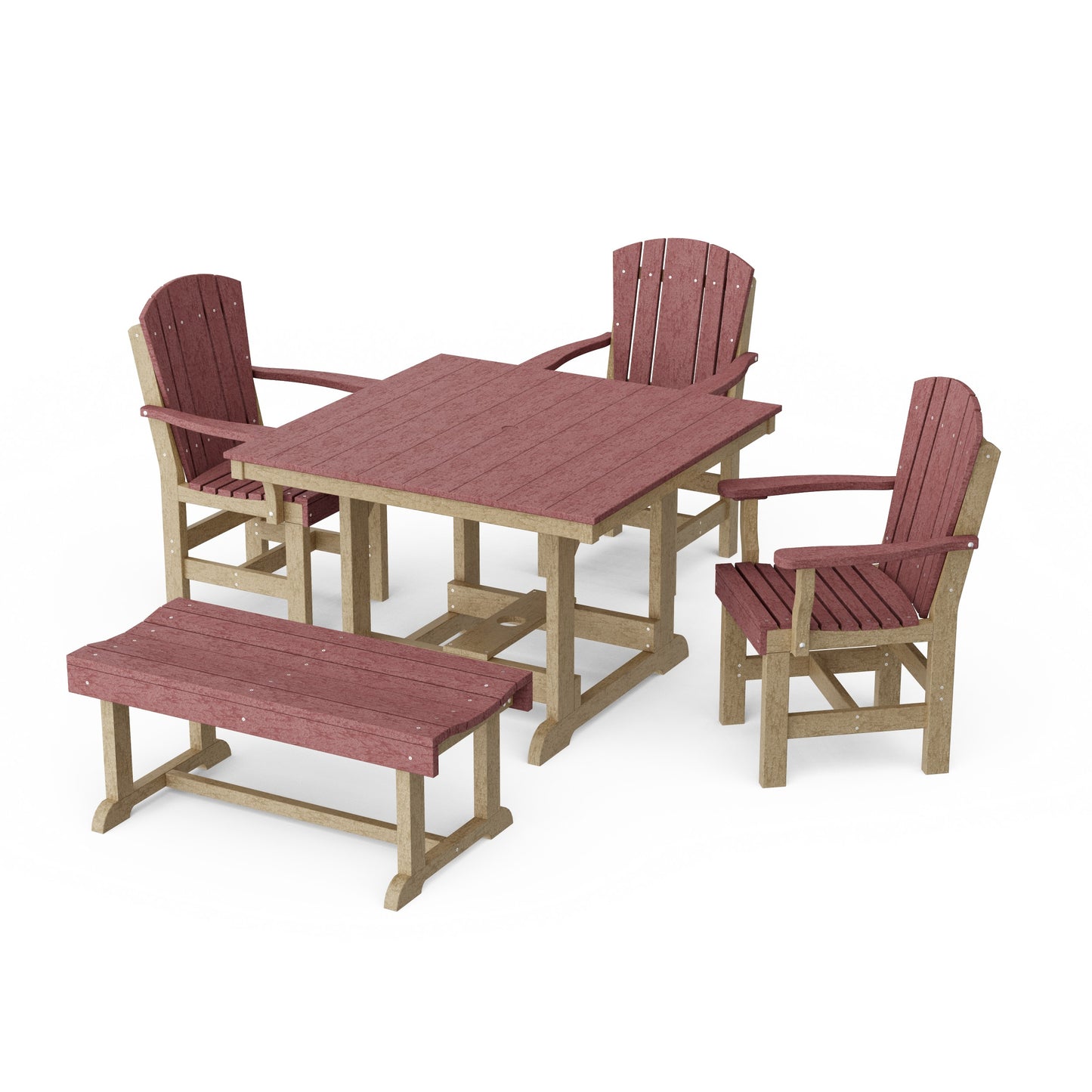 Heritage 5-Piece Square Dining Set with Bench