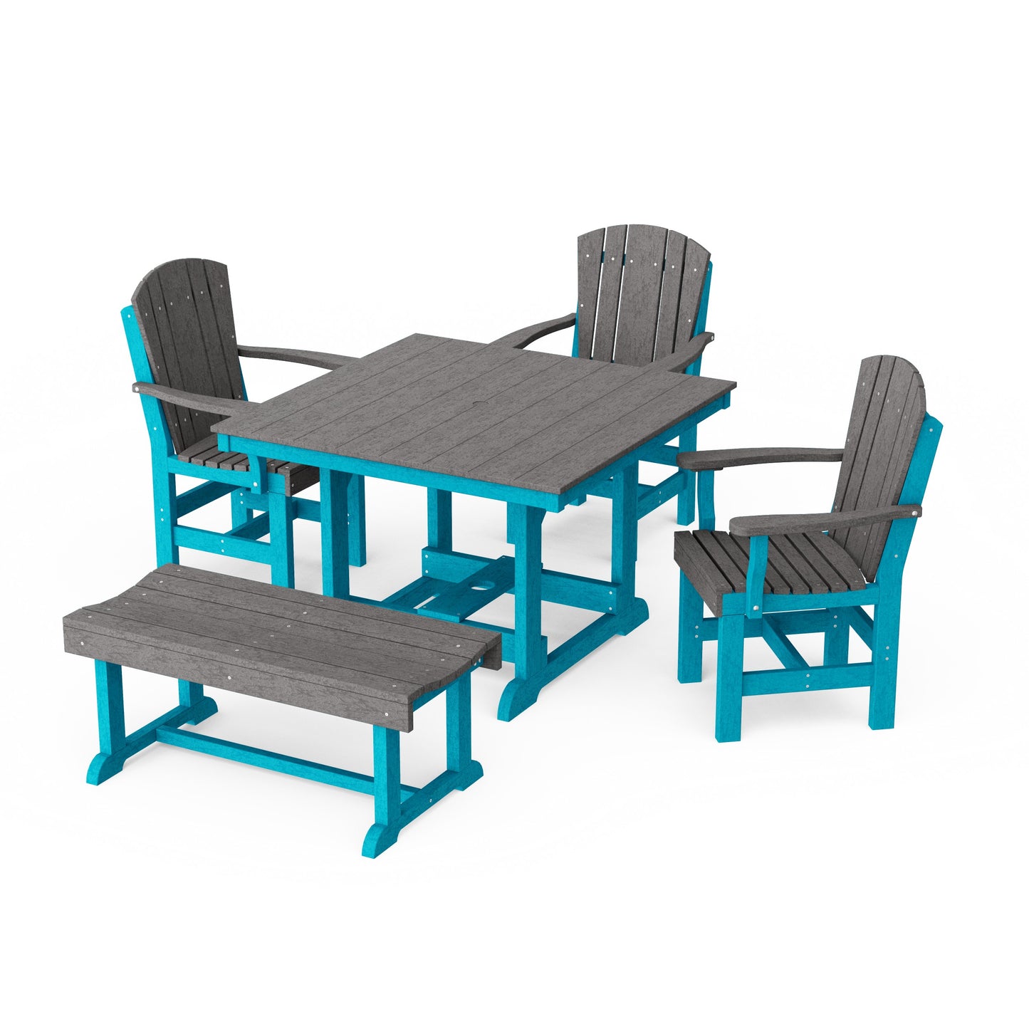Heritage 5-Piece Square Dining Set with Bench