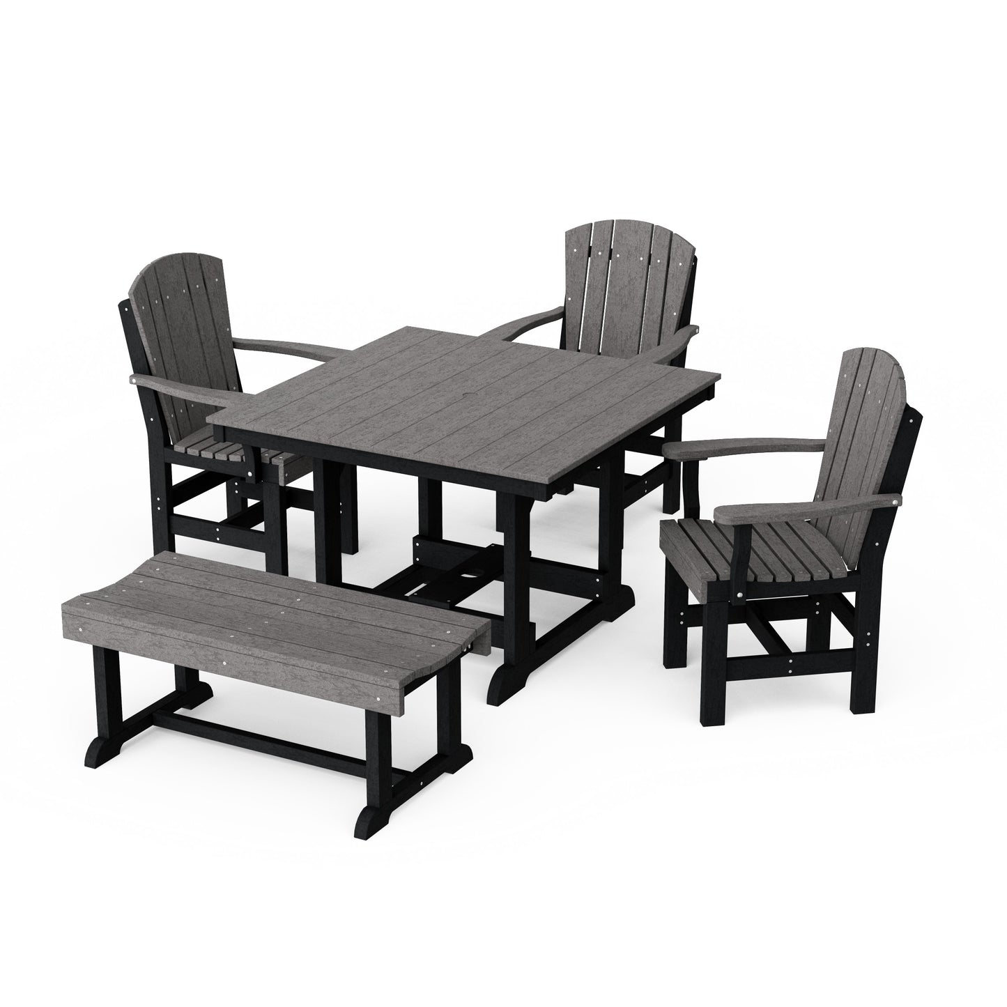 Heritage 5-Piece Square Dining Set with Bench