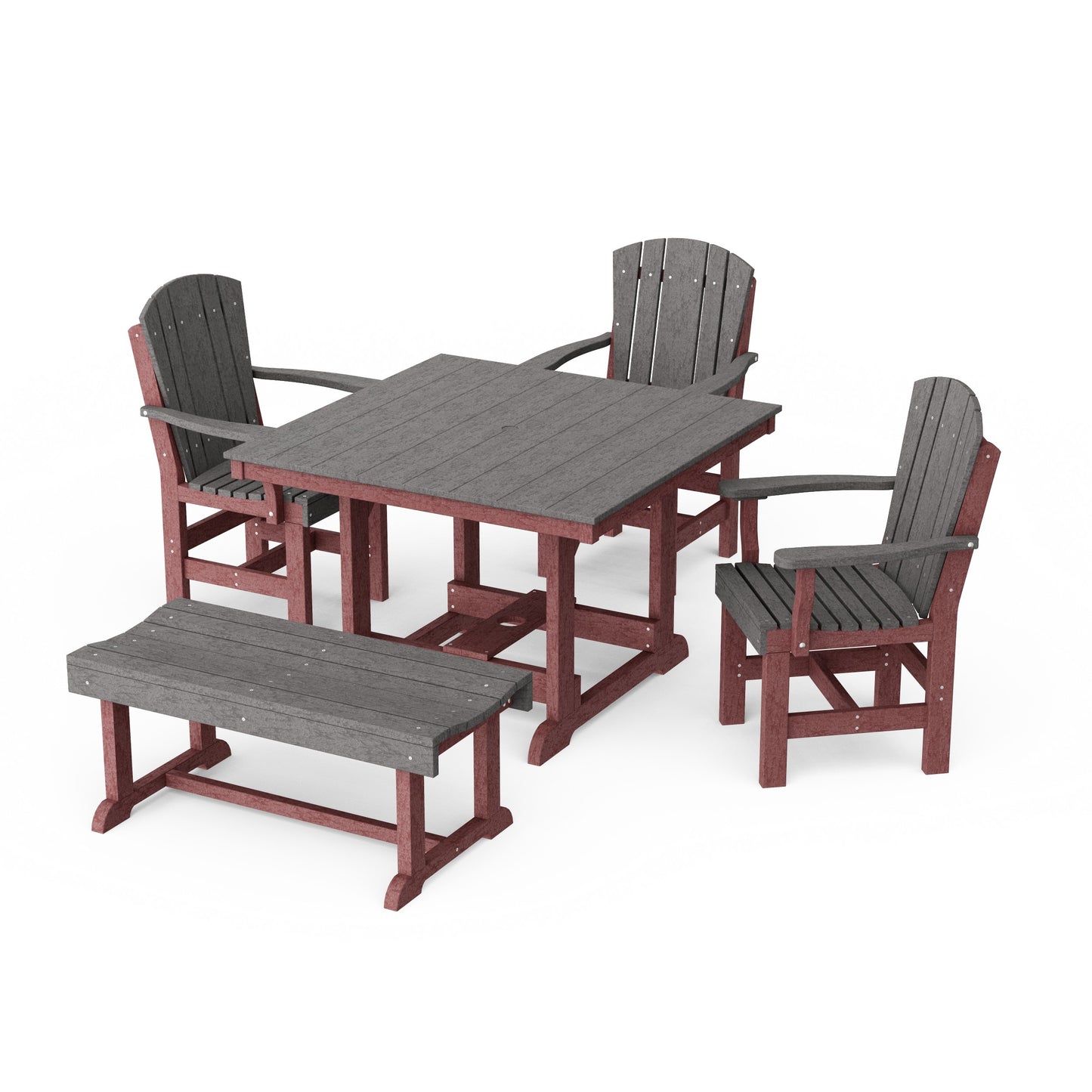 Heritage 5-Piece Square Dining Set with Bench