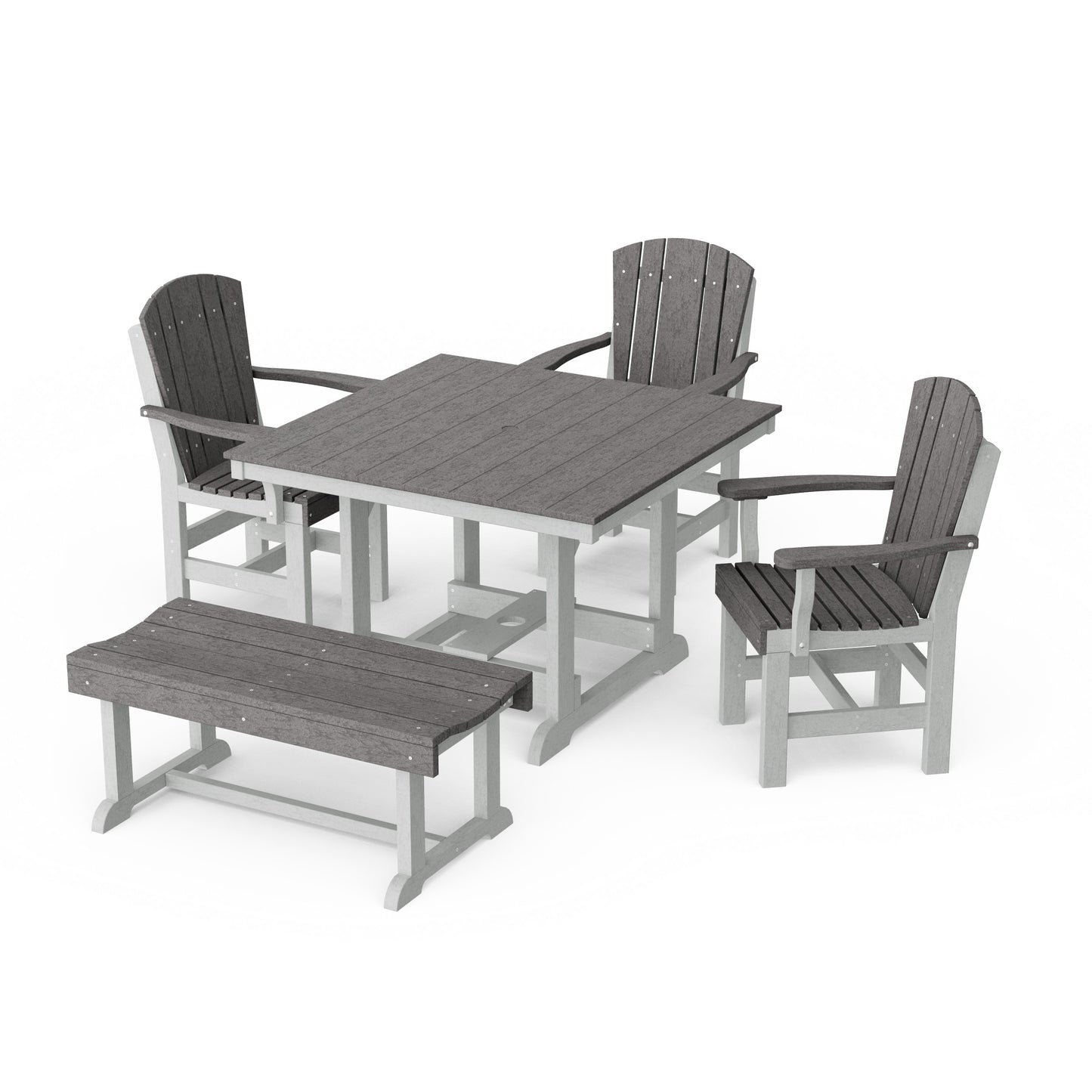 Heritage 5-Piece Square Dining Set with Bench