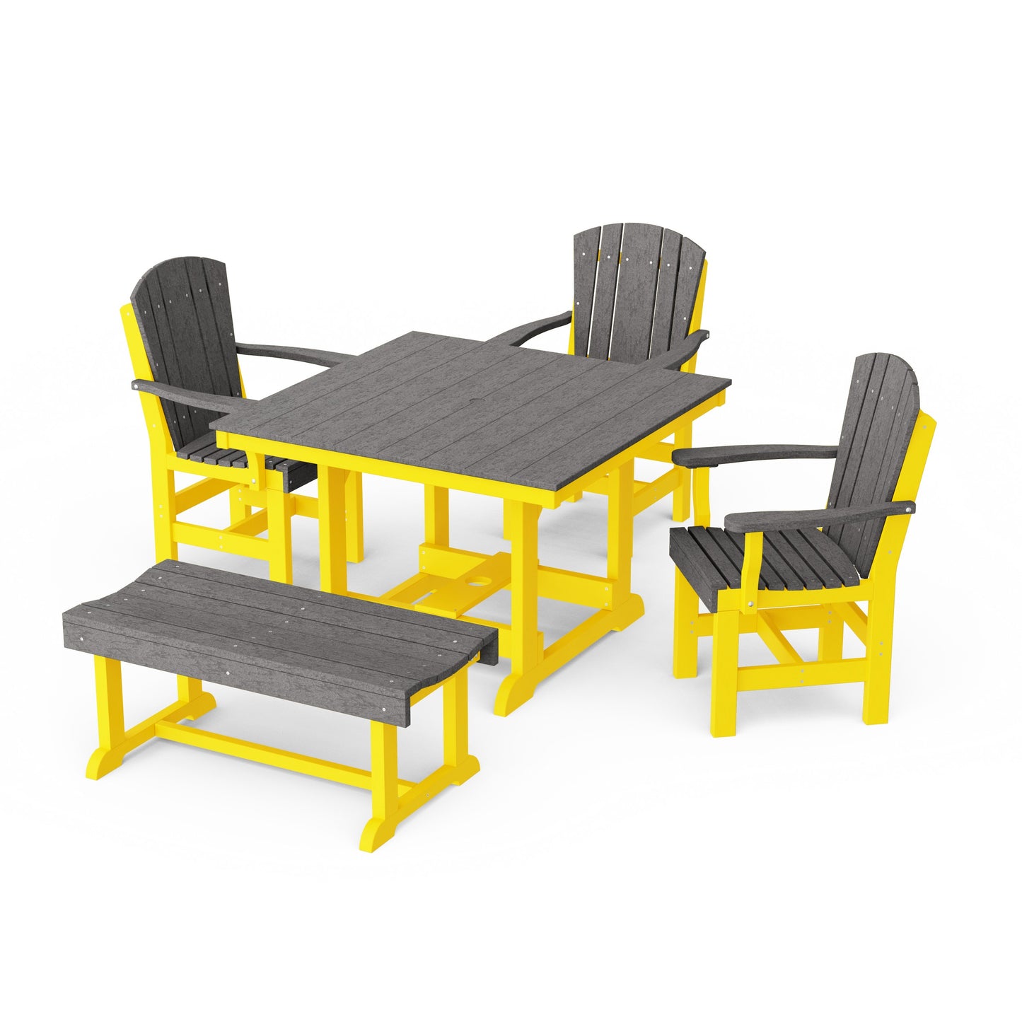 Heritage 5-Piece Square Dining Set with Bench