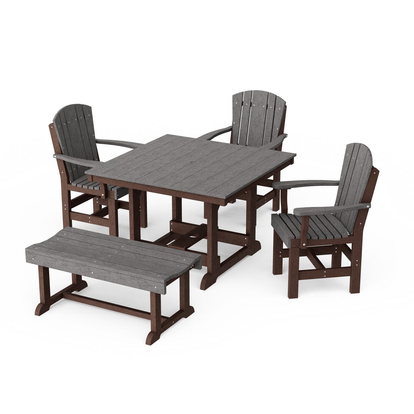 Heritage 5-Piece Square Dining Set with Bench