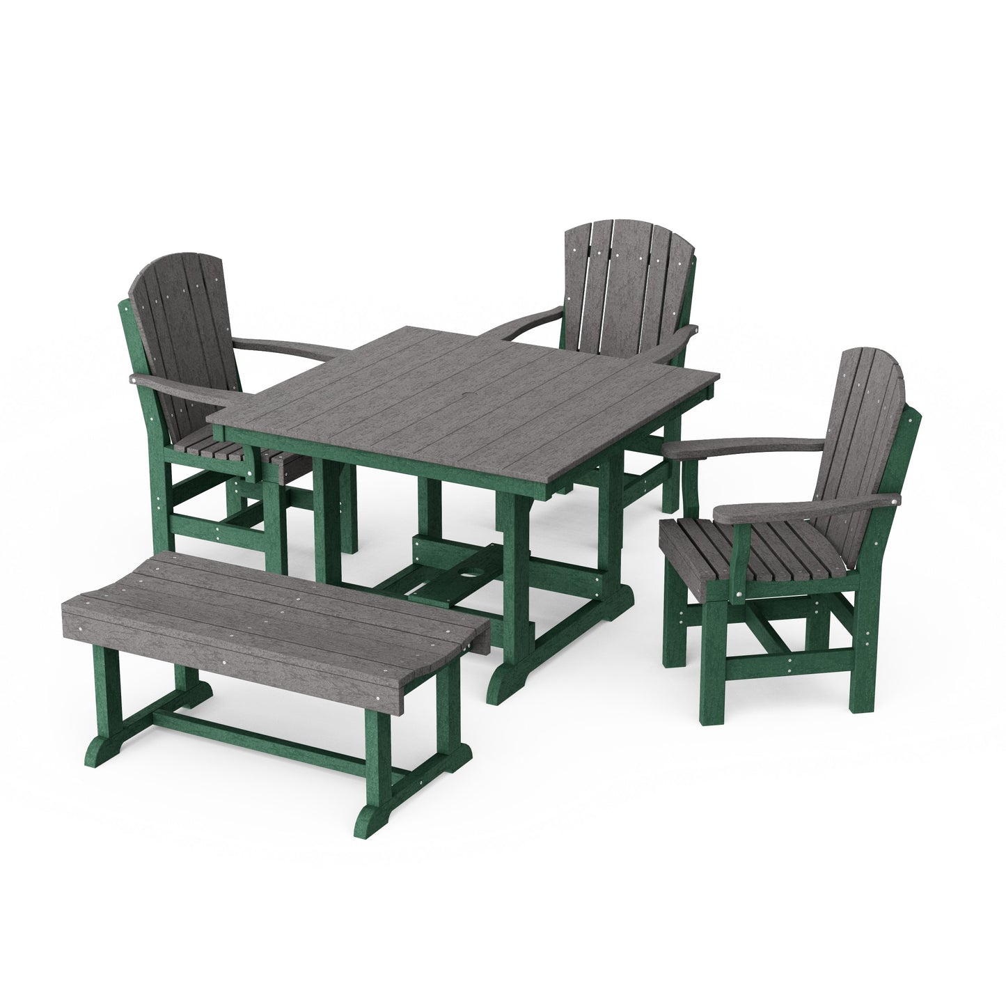 Heritage 5-Piece Square Dining Set with Bench