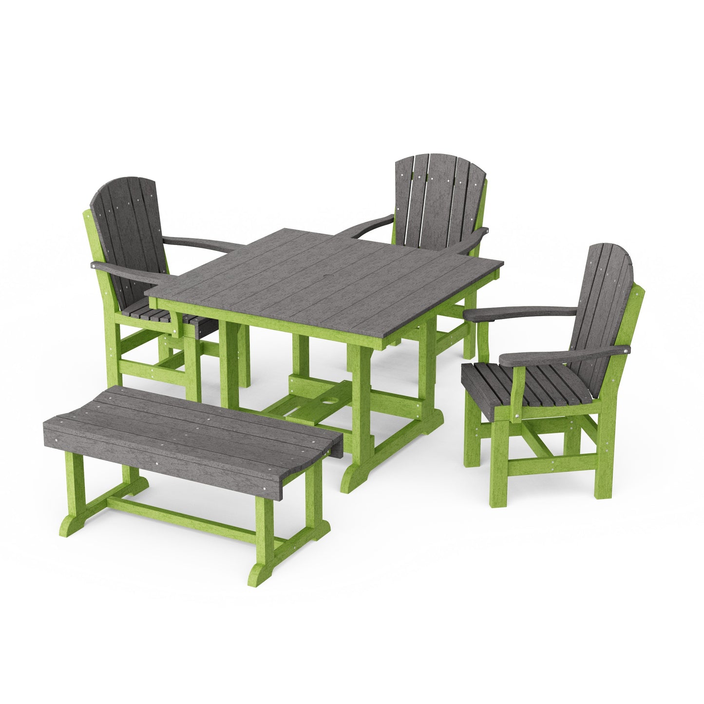 Heritage 5-Piece Square Dining Set with Bench