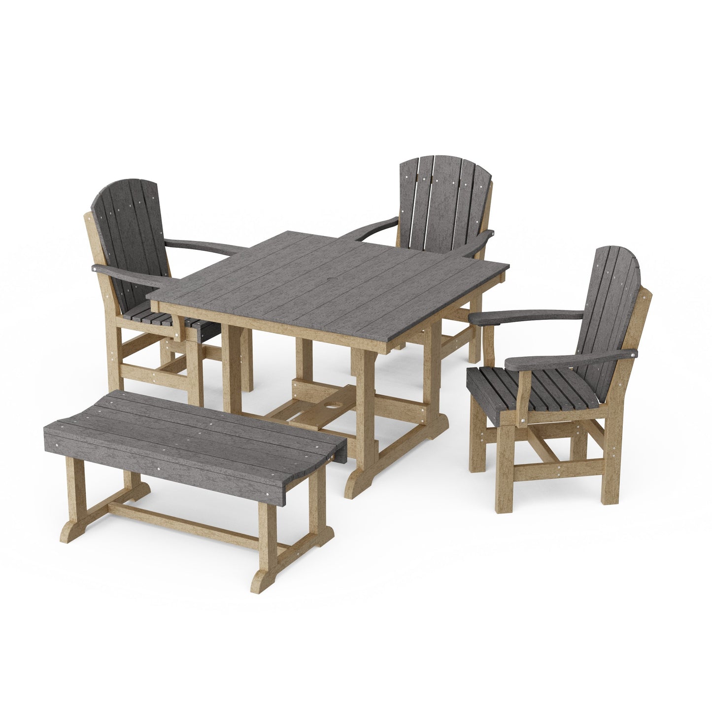 Heritage 5-Piece Square Dining Set with Bench