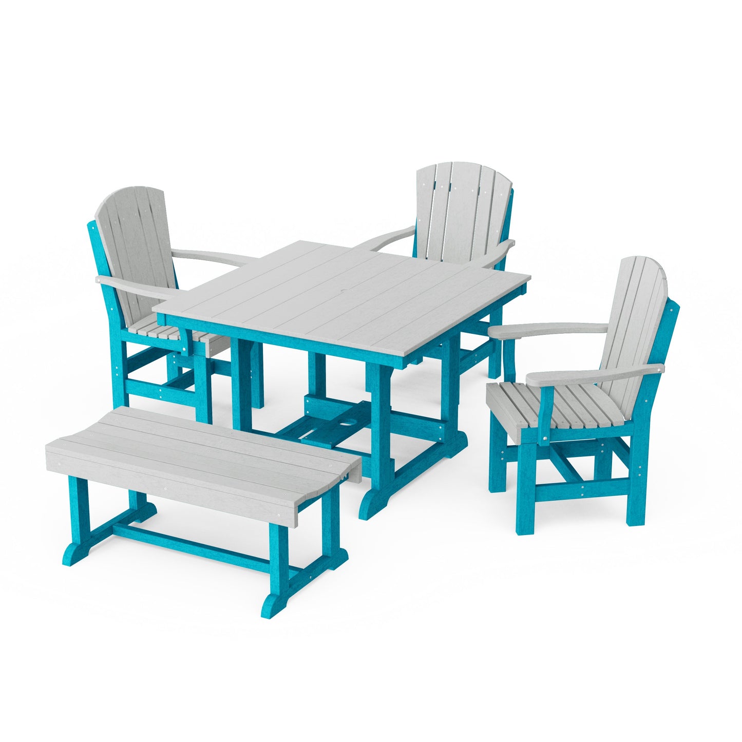 Heritage 5-Piece Square Dining Set with Bench