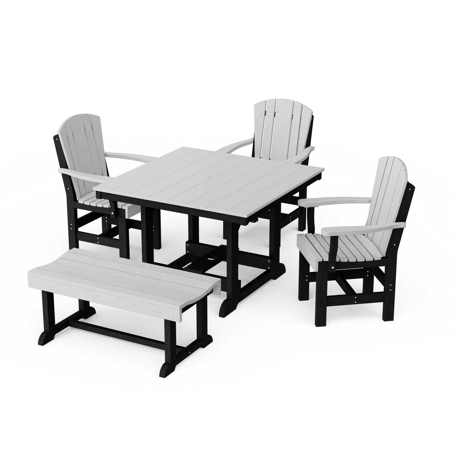 Heritage 5-Piece Square Dining Set with Bench
