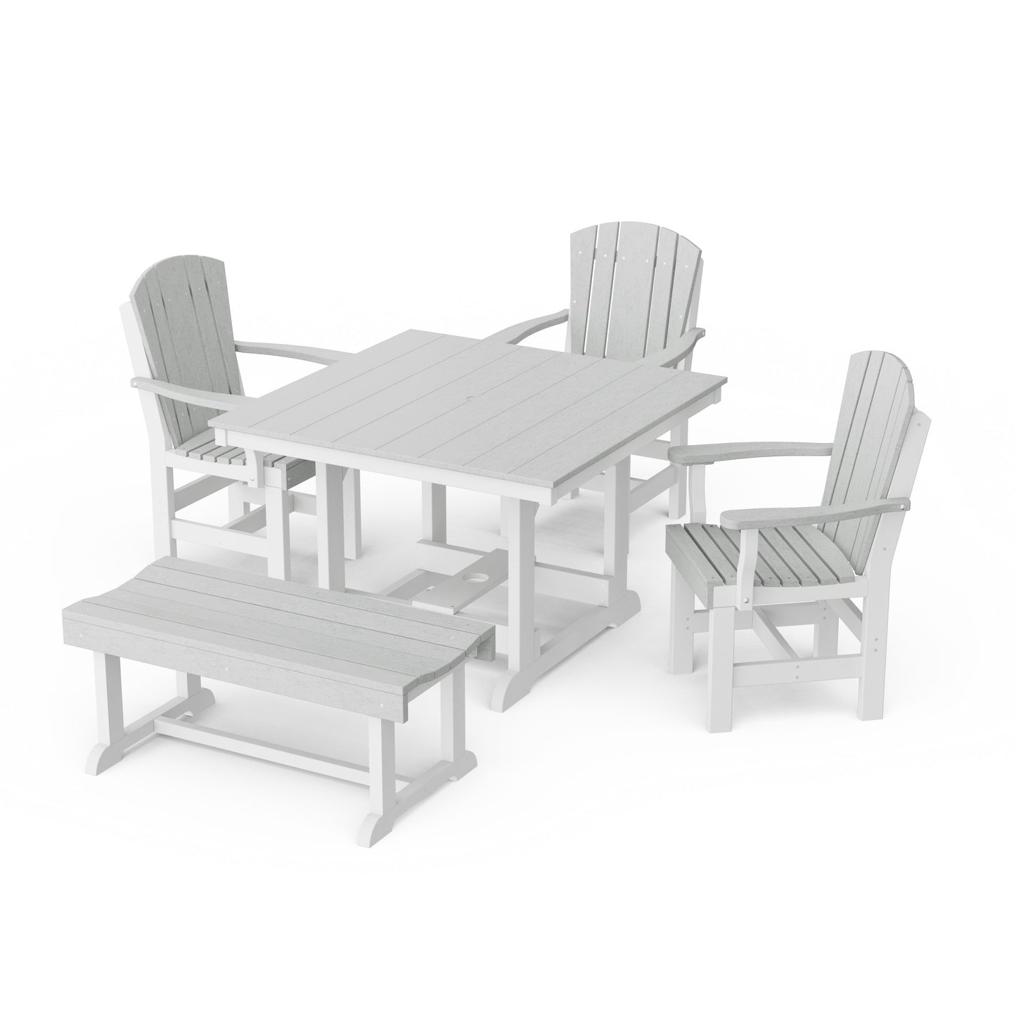 Heritage 5-Piece Square Dining Set with Bench