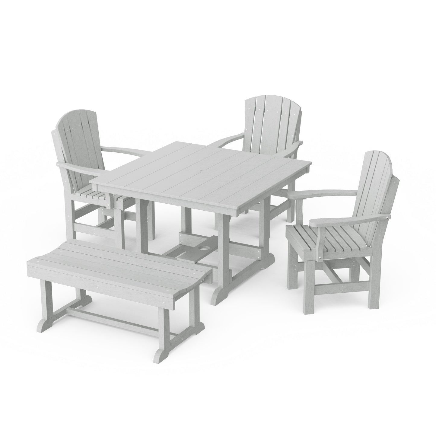 Heritage 5-Piece Square Dining Set with Bench