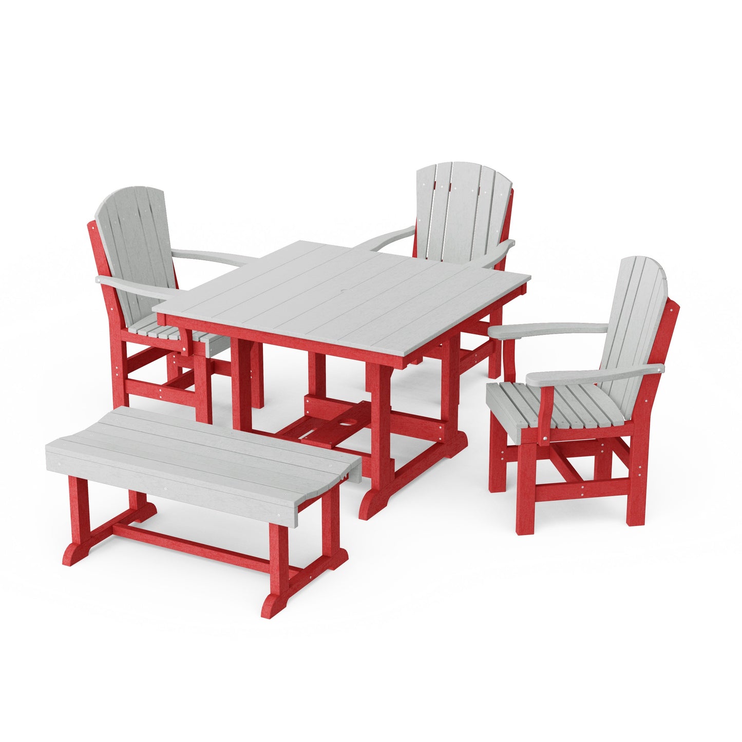 Heritage 5-Piece Square Dining Set with Bench