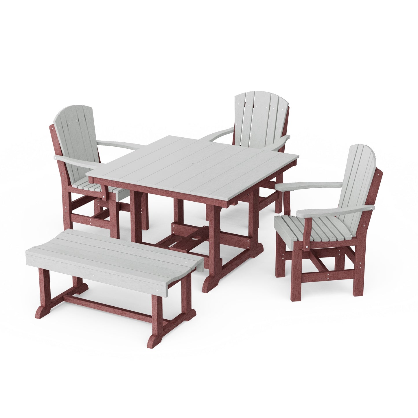 Heritage 5-Piece Square Dining Set with Bench