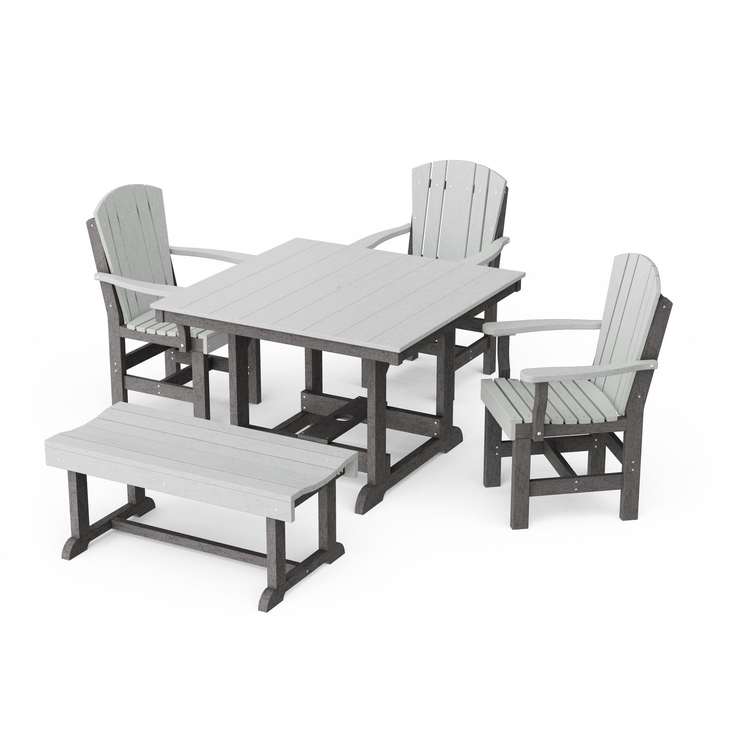 Heritage 5-Piece Square Dining Set with Bench