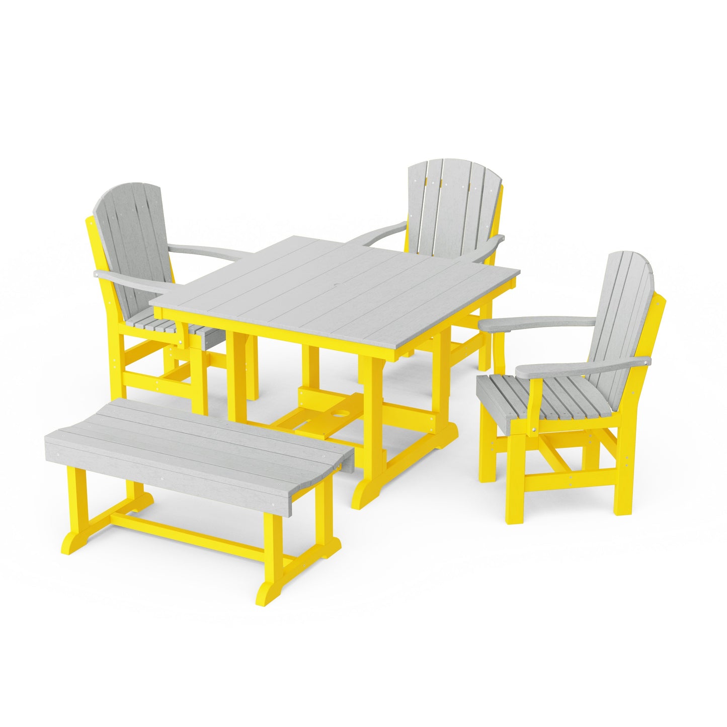 Heritage 5-Piece Square Dining Set with Bench