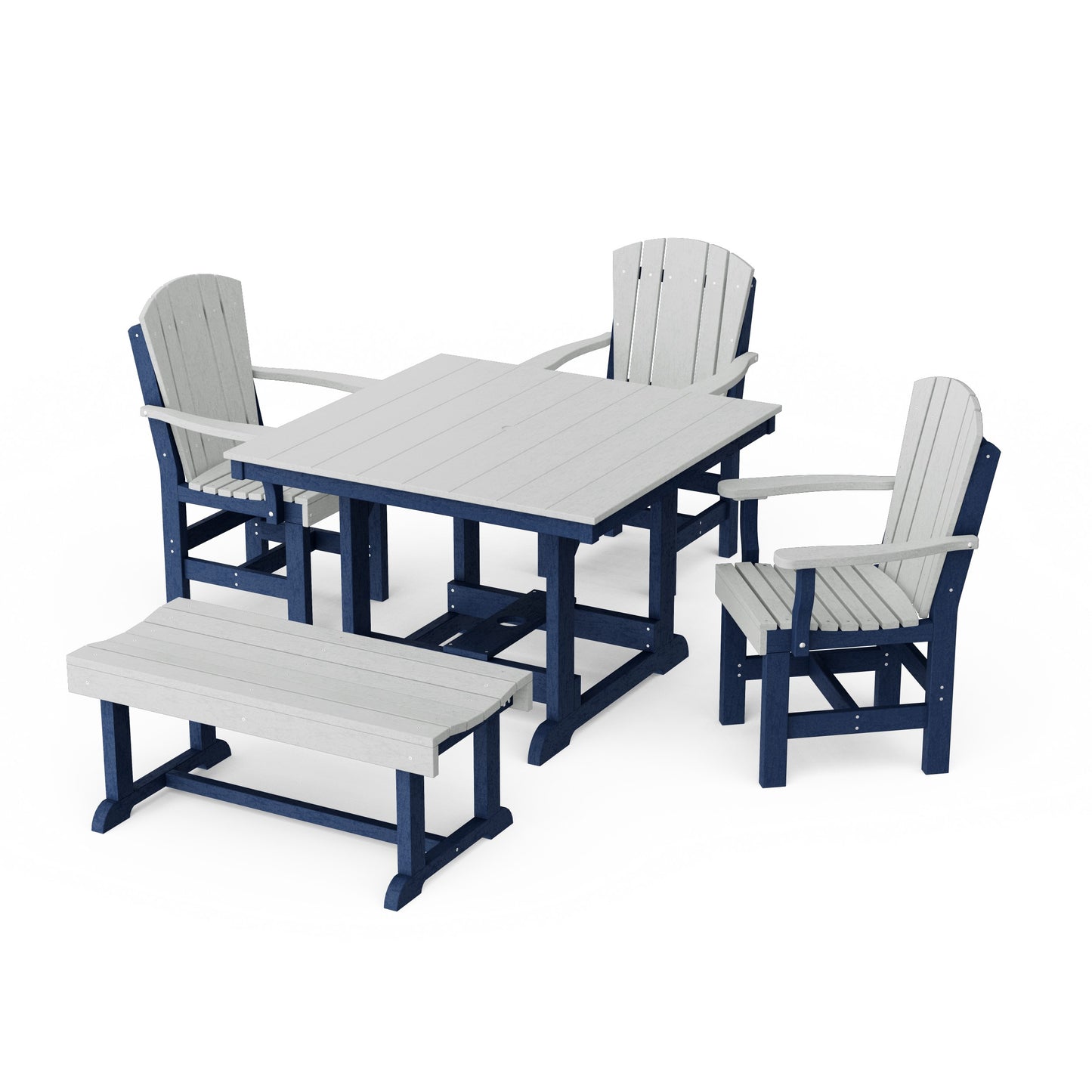 Heritage 5-Piece Square Dining Set with Bench