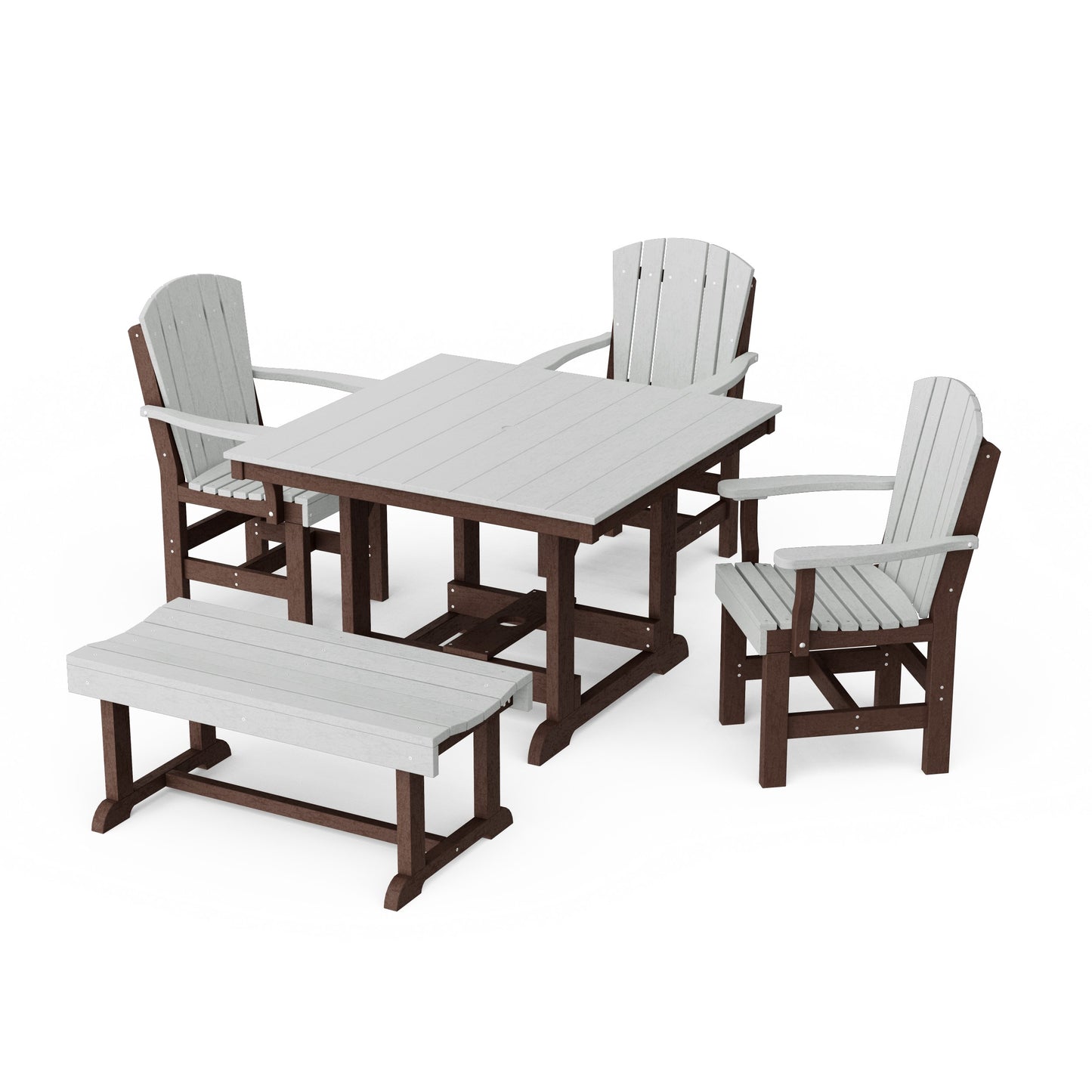 Heritage 5-Piece Square Dining Set with Bench