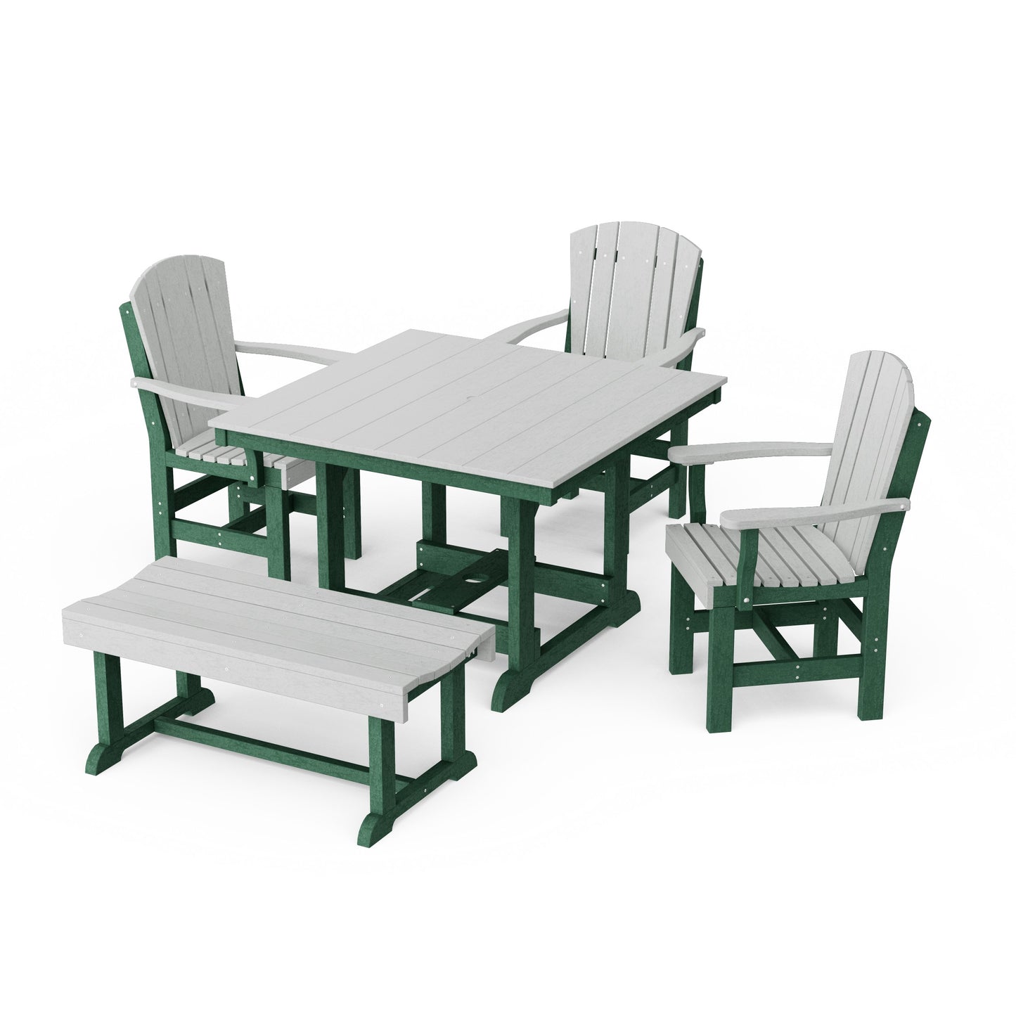 Heritage 5-Piece Square Dining Set with Bench