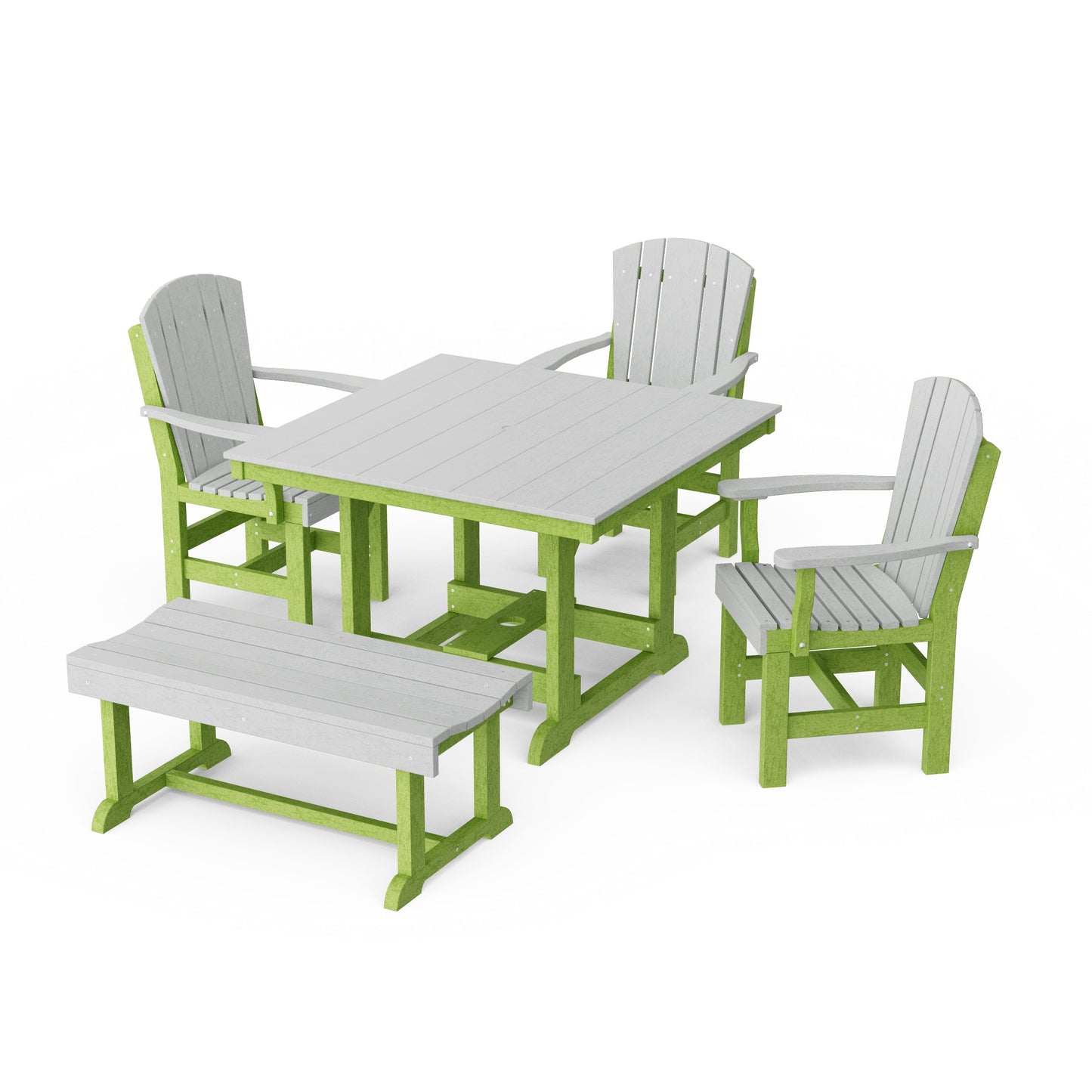 Heritage 5-Piece Square Dining Set with Bench