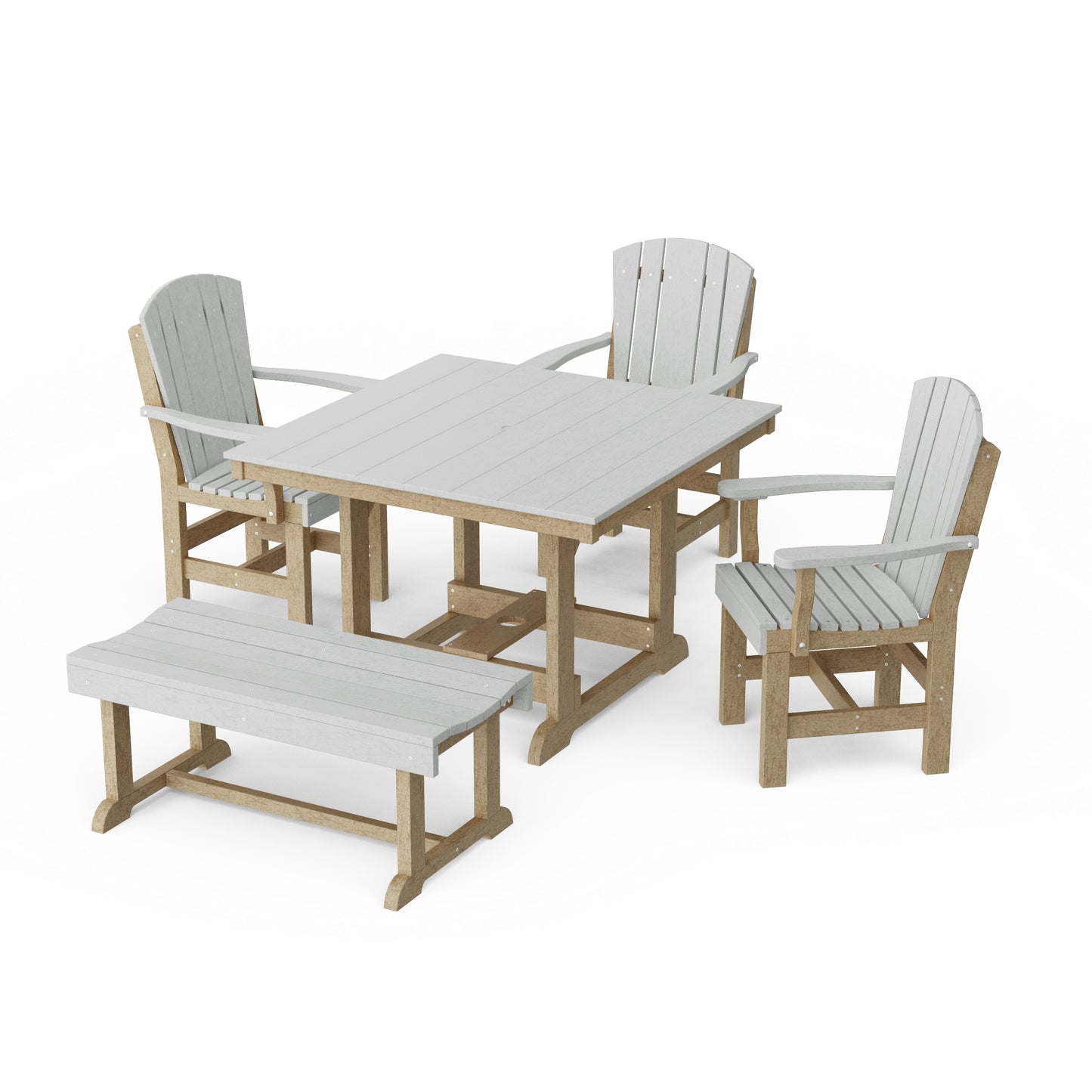 Heritage 5-Piece Square Dining Set with Bench