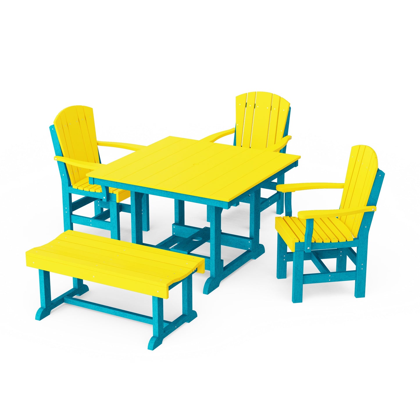 Heritage 5-Piece Square Dining Set with Bench