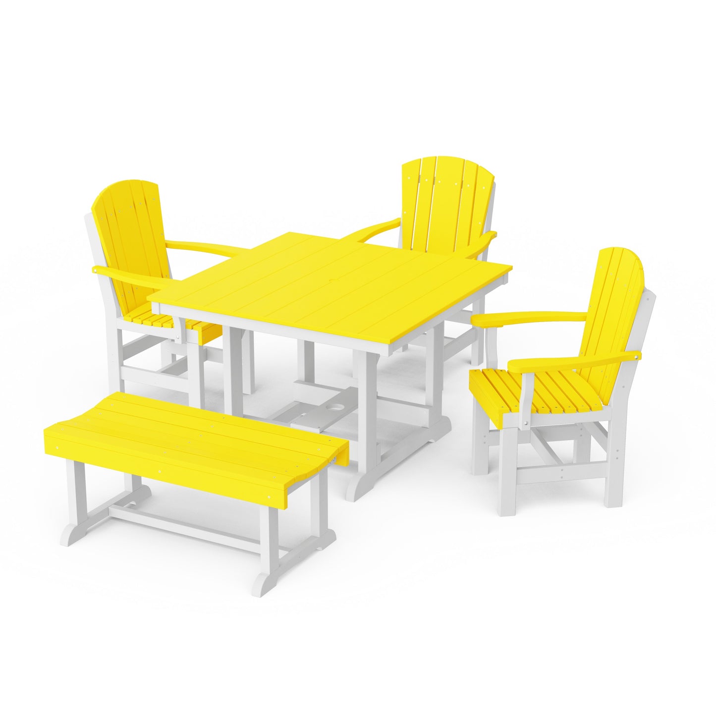 Heritage 5-Piece Square Dining Set with Bench
