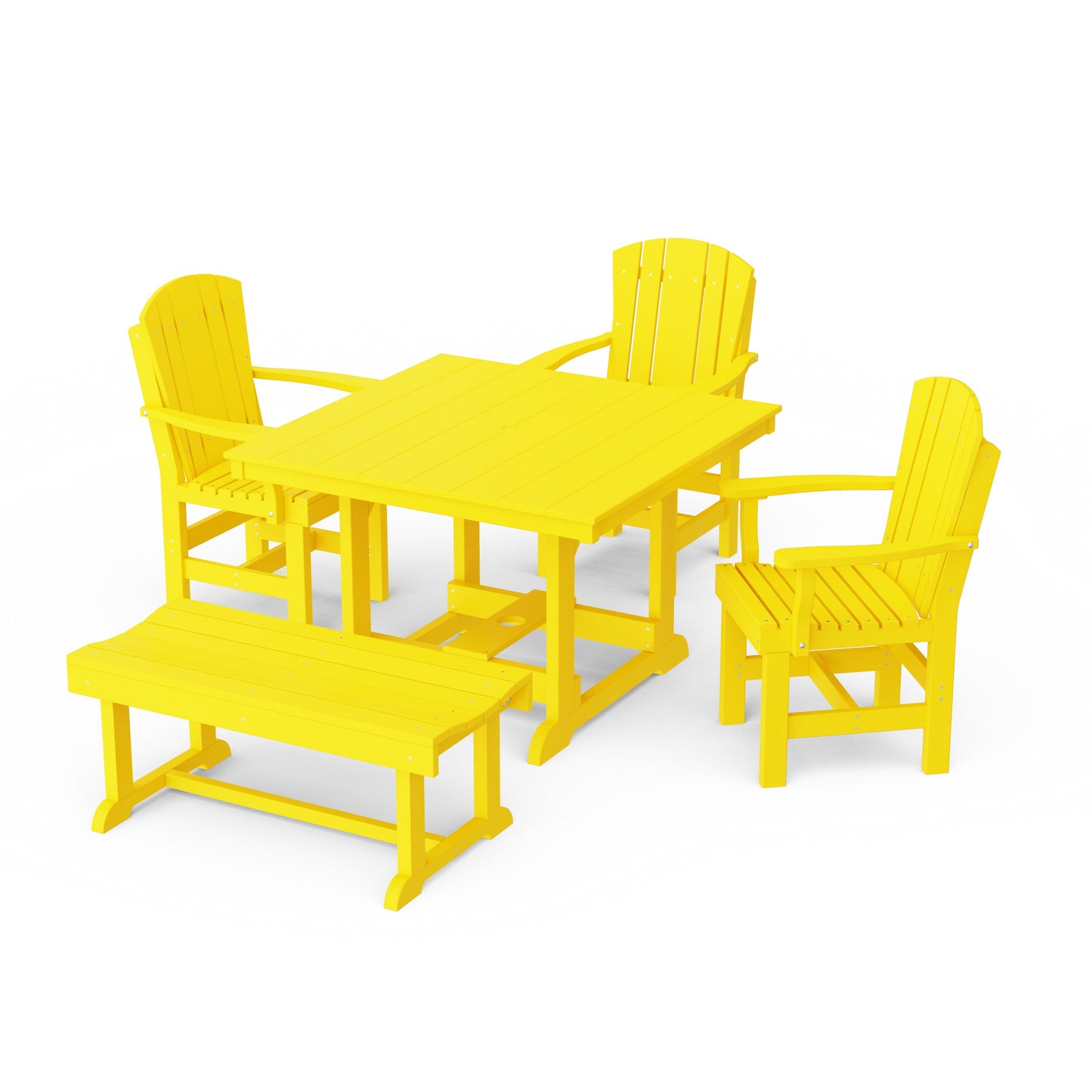 Heritage 5-Piece Square Dining Set with Bench