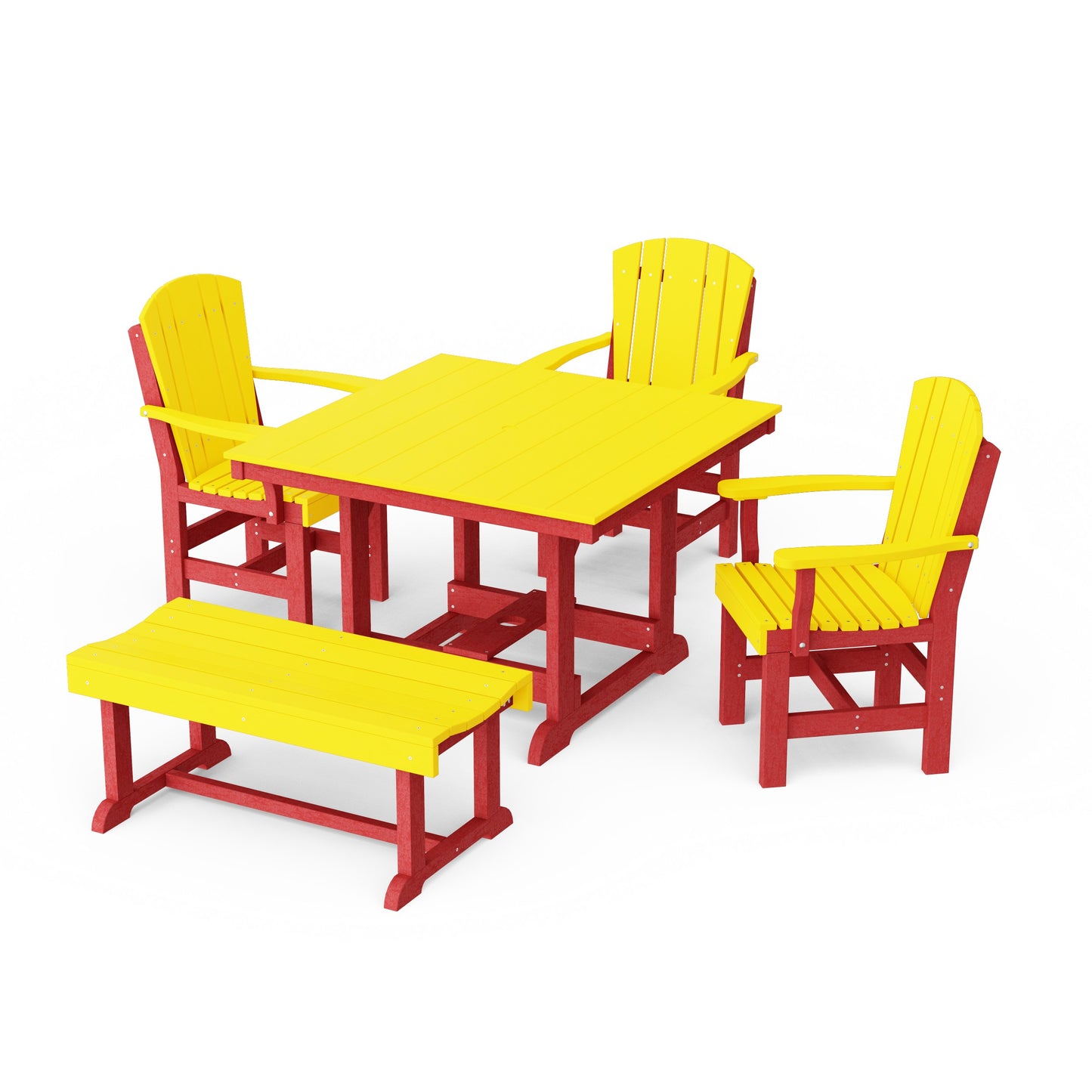 Heritage 5-Piece Square Dining Set with Bench