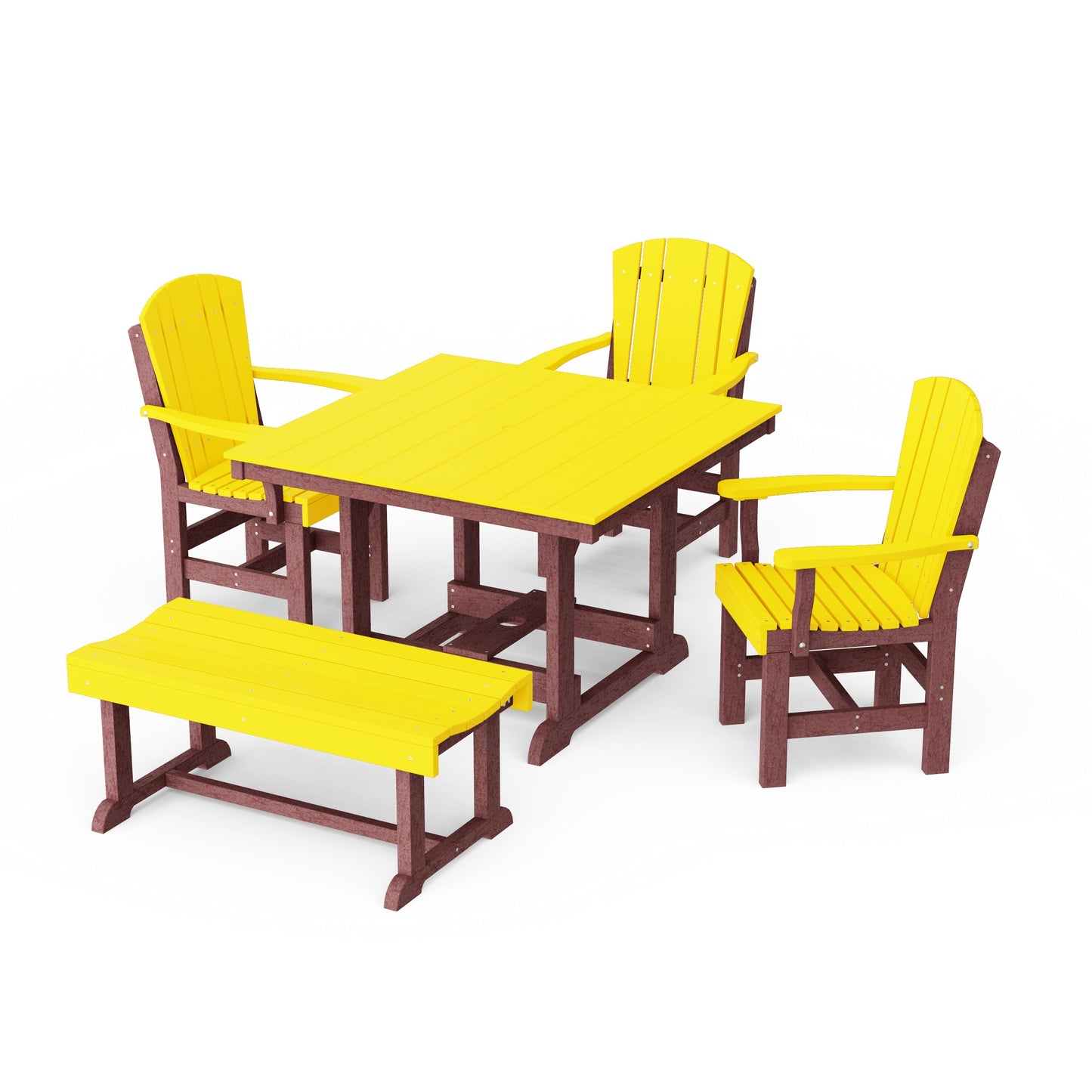 Heritage 5-Piece Square Dining Set with Bench