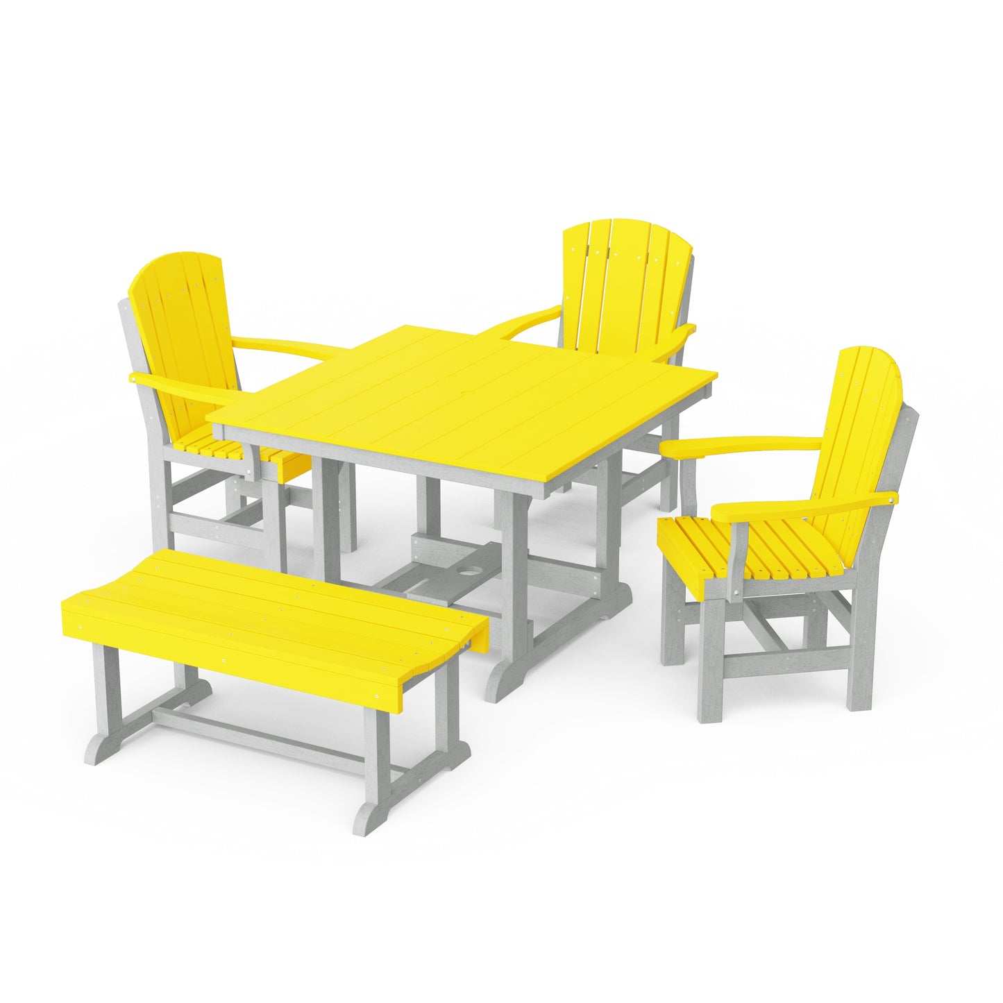Heritage 5-Piece Square Dining Set with Bench