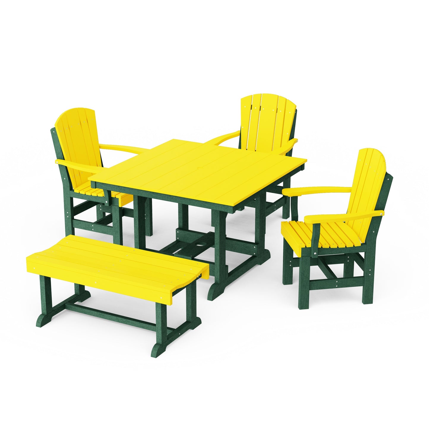 Heritage 5-Piece Square Dining Set with Bench