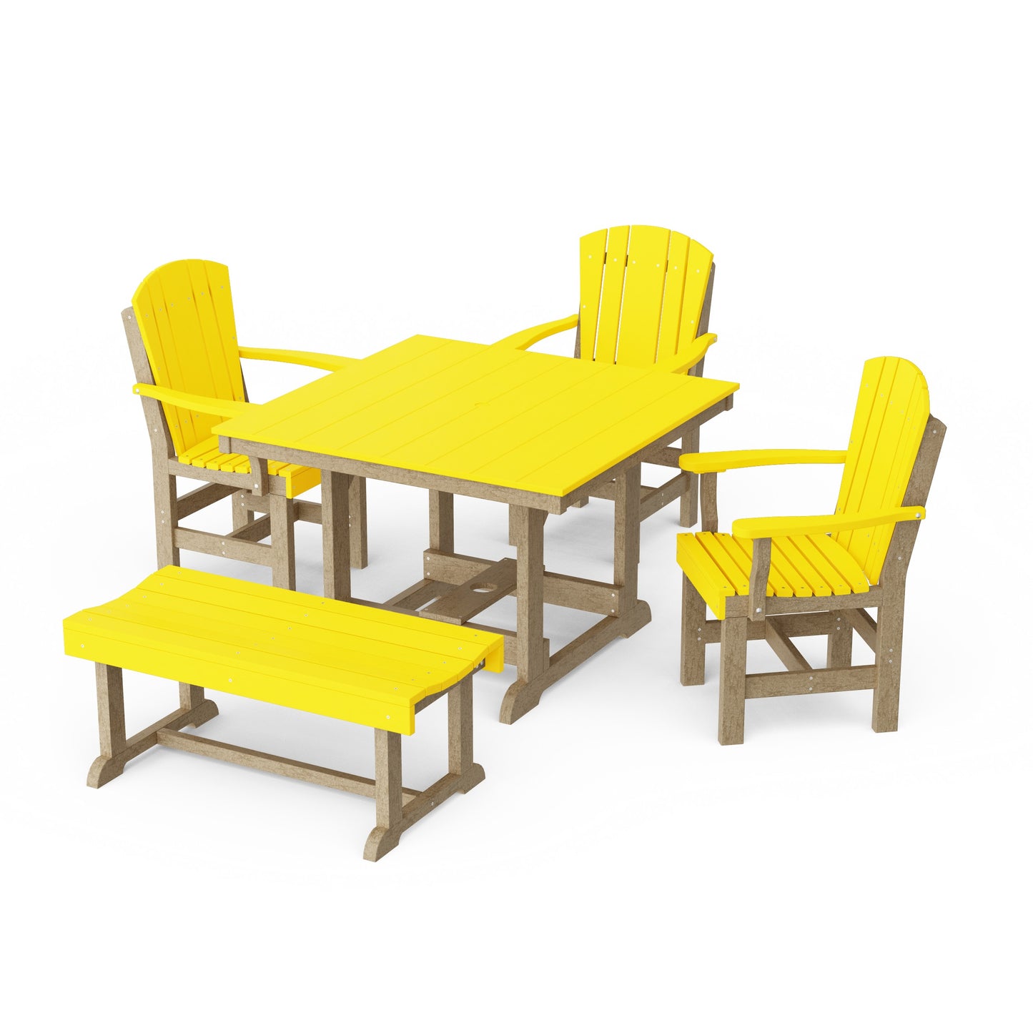 Heritage 5-Piece Square Dining Set with Bench