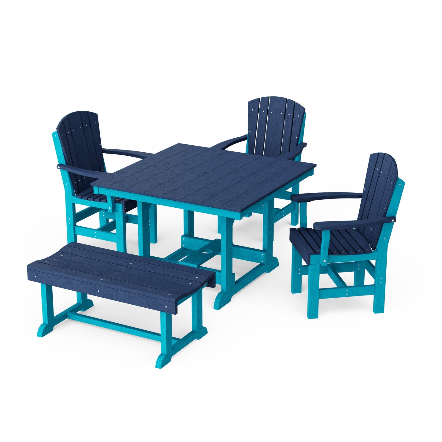 Heritage 5-Piece Square Dining Set with Bench