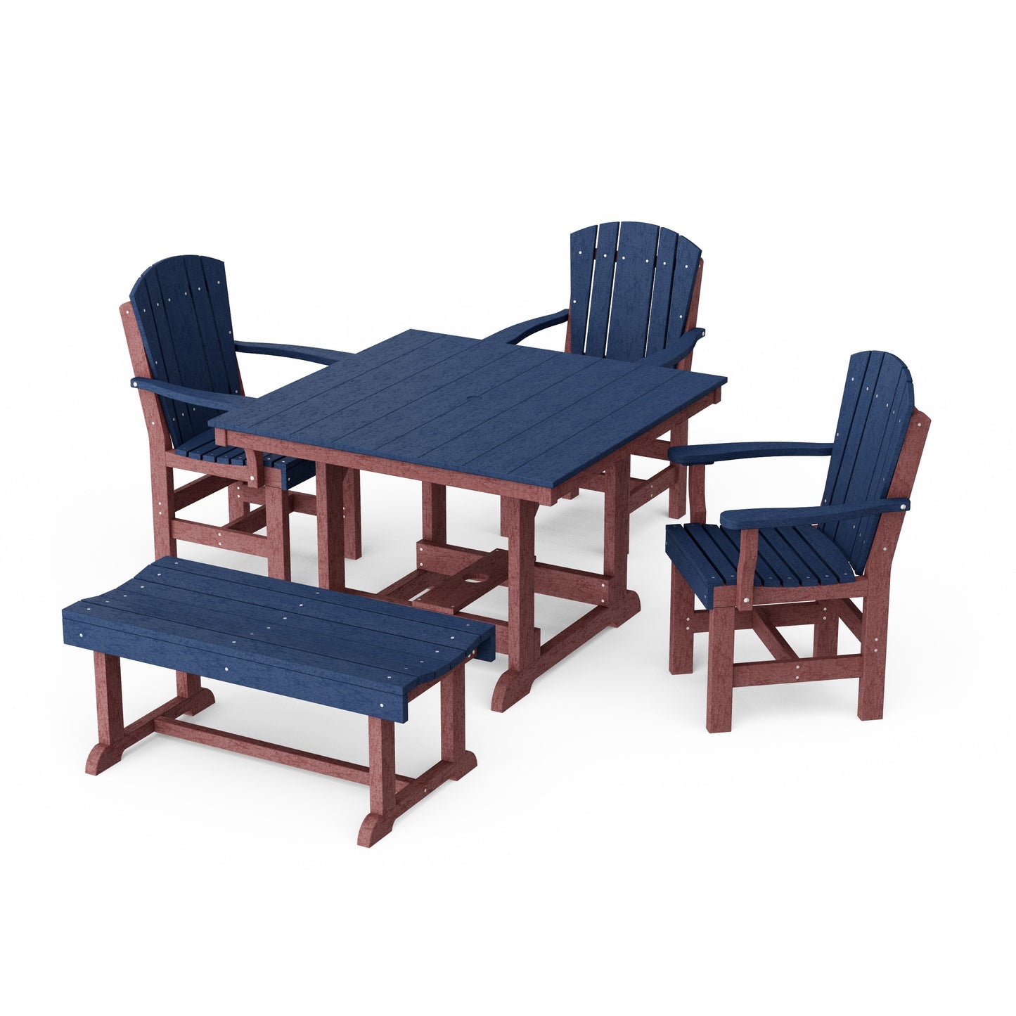 Heritage 5-Piece Square Dining Set with Bench