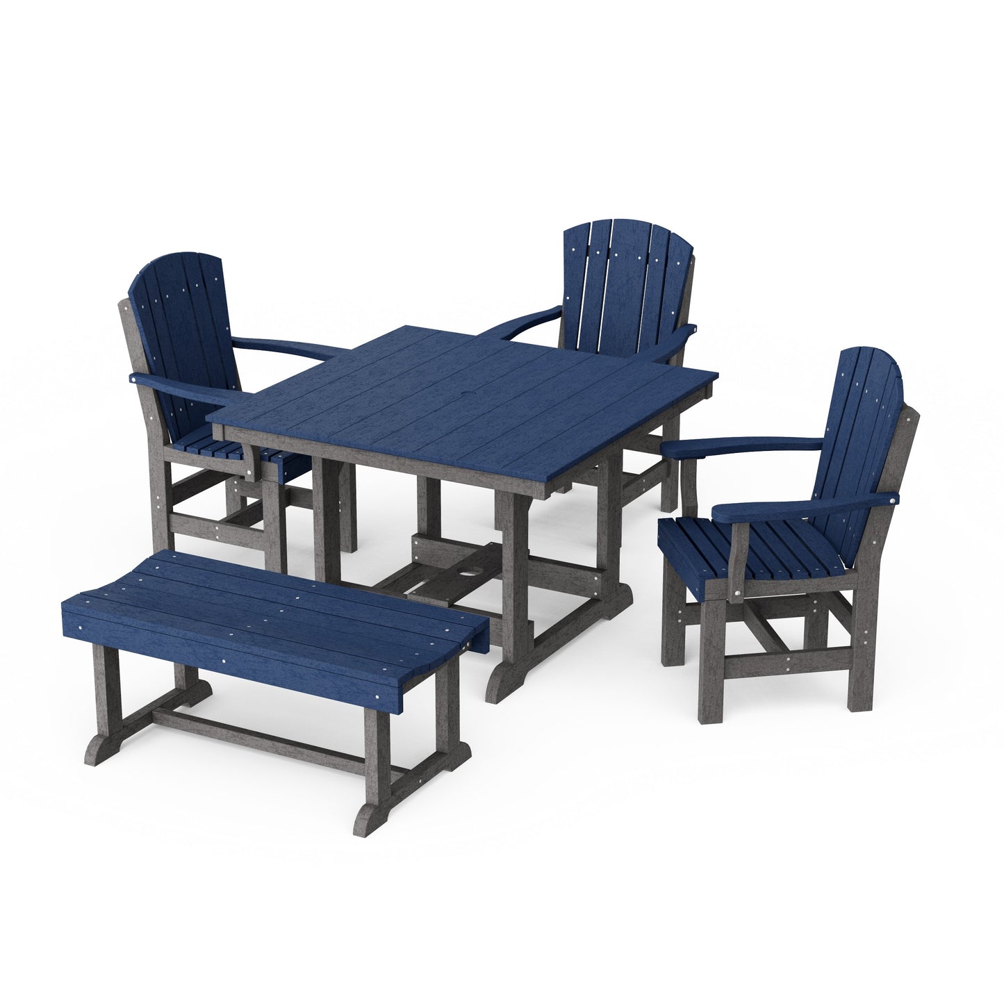 Heritage 5-Piece Square Dining Set with Bench
