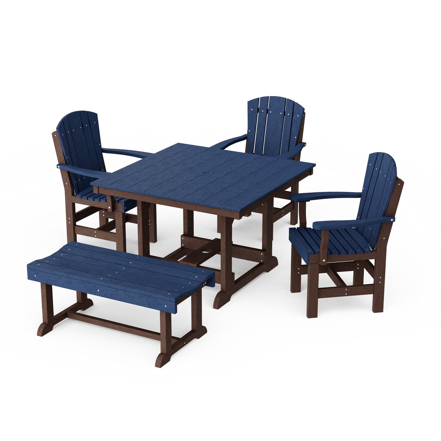 Heritage 5-Piece Square Dining Set with Bench