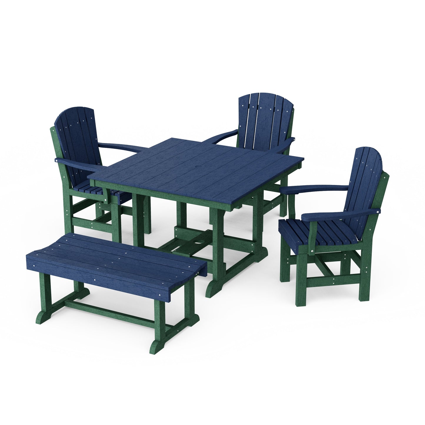 Heritage 5-Piece Square Dining Set with Bench