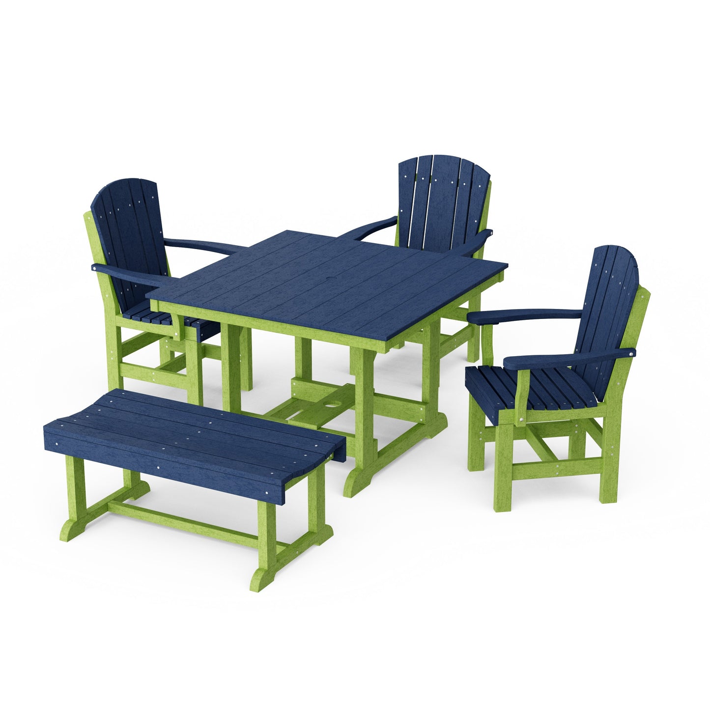 Heritage 5-Piece Square Dining Set with Bench