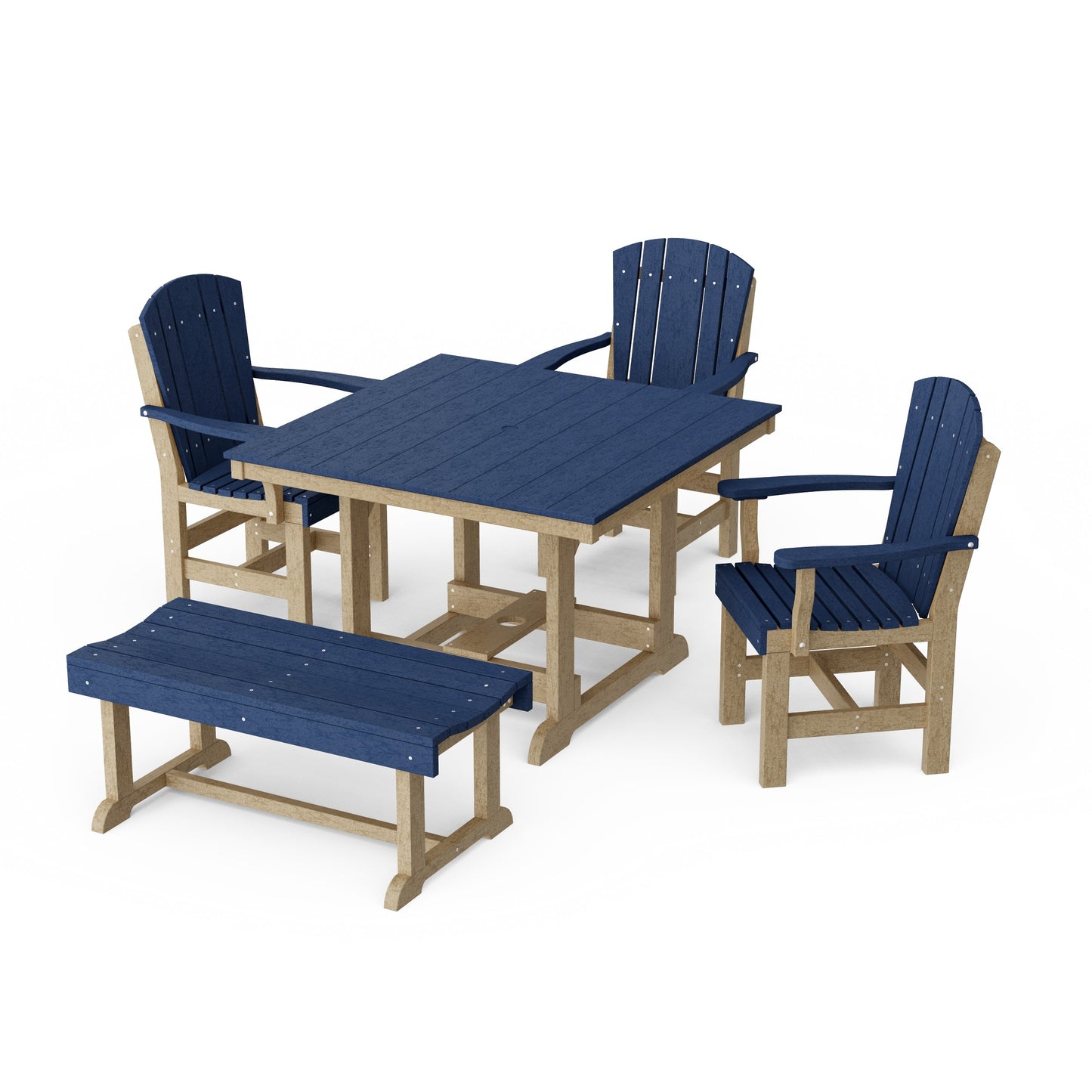 Heritage 5-Piece Square Dining Set with Bench