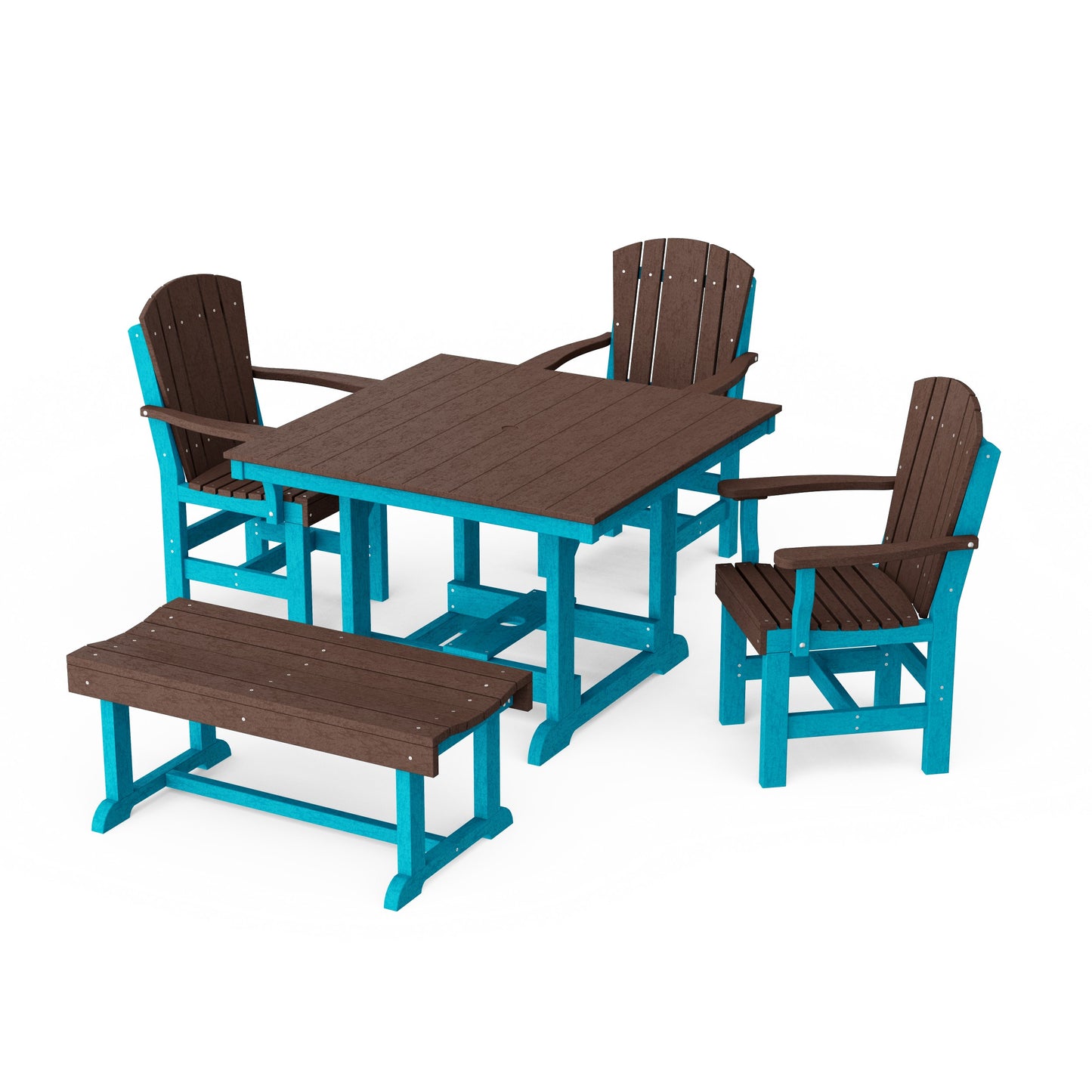 Heritage 5-Piece Square Dining Set with Bench