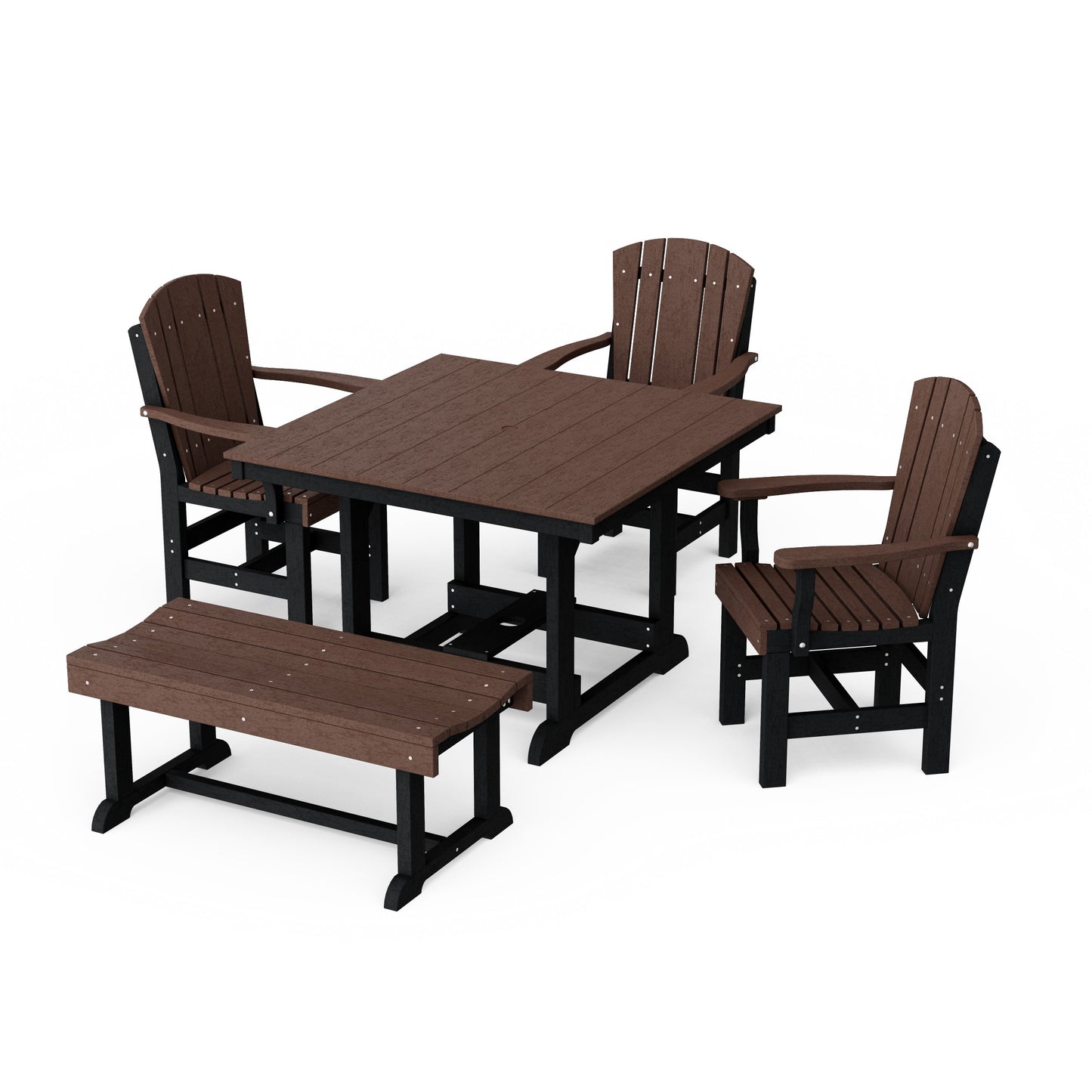 Heritage 5-Piece Square Dining Set with Bench