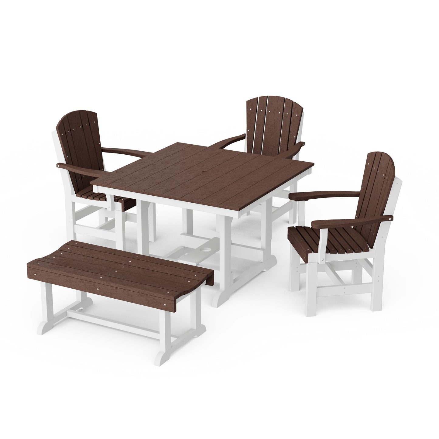 Heritage 5-Piece Square Dining Set with Bench